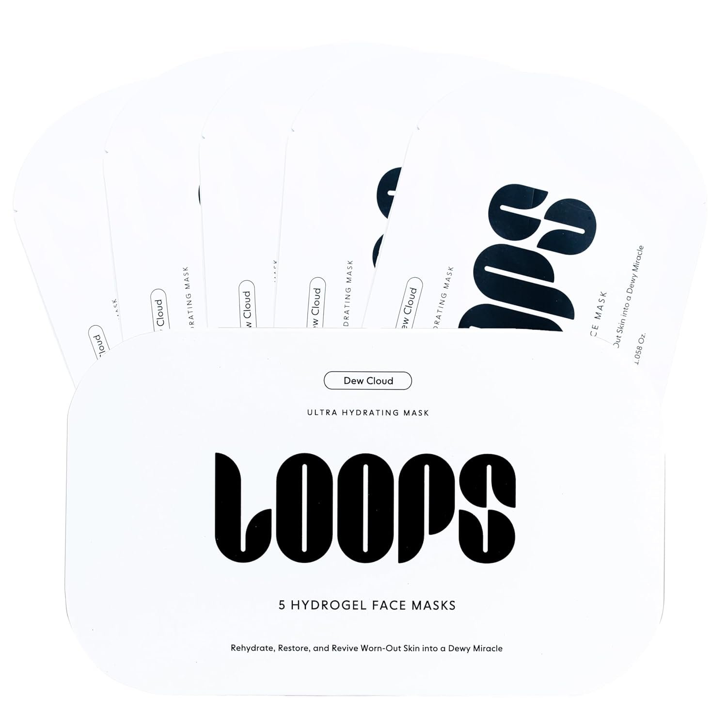 LOOPS Dew Cloud Ultra Hydrating Hydrogel Korean Face Mask for Every Skin Type – Five Ultra Hydrating Collagen Masks to Deeply Moisturize & Restore Your Skin – Gifts for Women – 5 pc