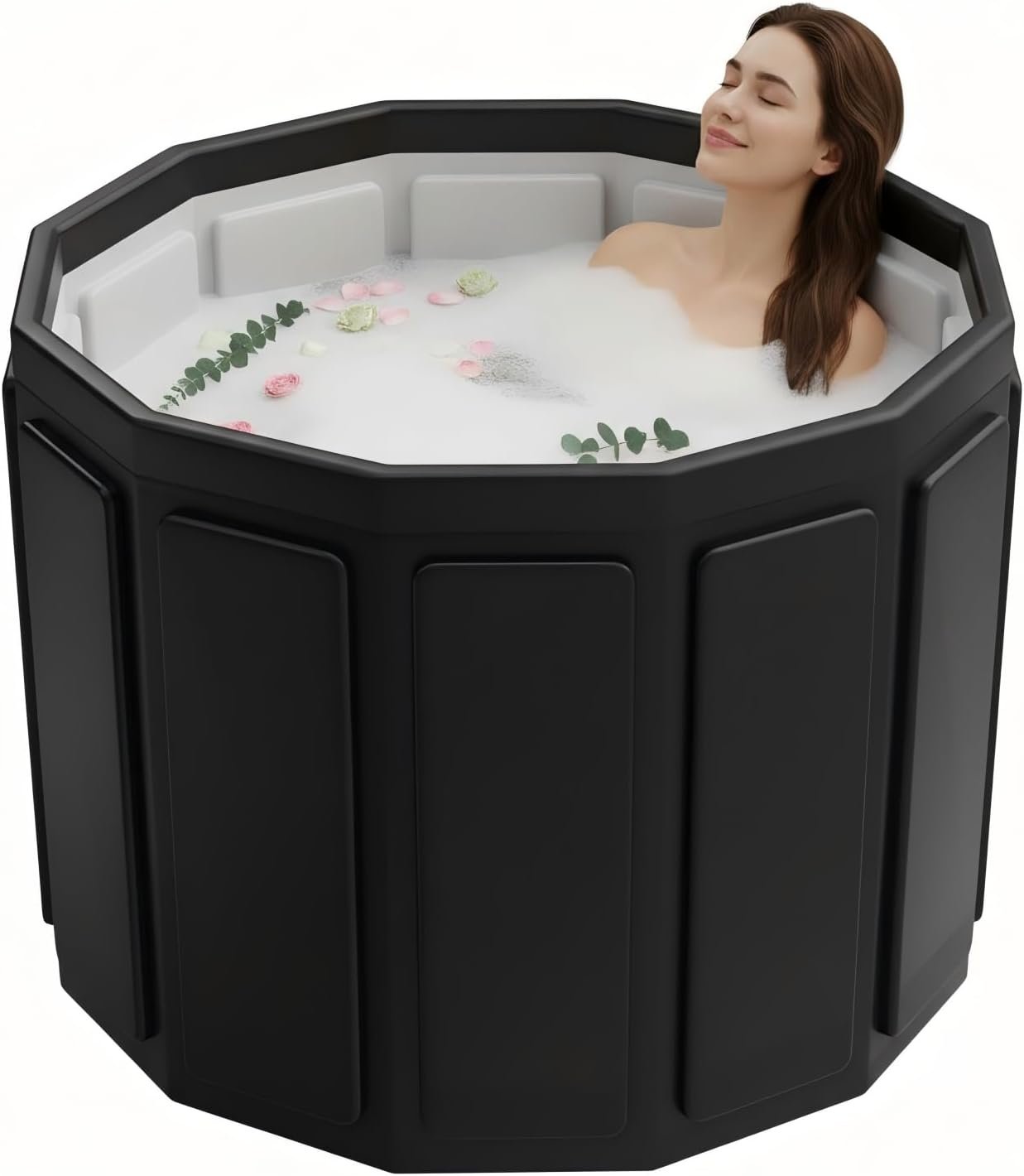 Portable Bathtub for Adult, Foldable Soaking Bathtub for Hot SPA&Ice Bath, Foldable Small Bathtub collapsible bathtub for Bathing, 6-layer Insulated portable tub,Space-Saving (black, 25.9X31.5 IN)
