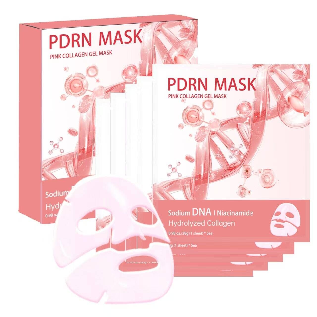 5 Pack Salmon DNA PDRN Pink Collagen Gel Face Mask – Overnight Hydrogel Korean Skincare, Firming & Hydrating Mask for Elasticity, Radiance Boost, Skin Recovery, All Skin Types