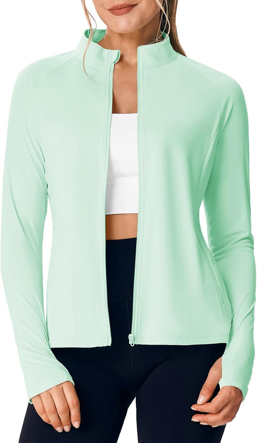 TBMPOY Women’s UPF 50+ Sun Protection Lightweight Jacket Athletic Hiking Full Zip Up Long Sleeve Packable Workout Shirt