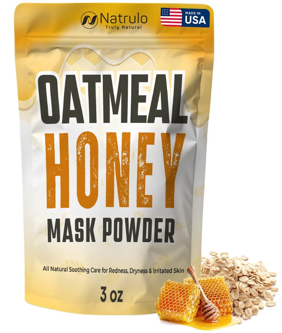 Honey Face Mask – Soothing Natural Oatmeal Facial Mask for Eczema, Psoriasis, Dry Sensitive Skin – Calming Relief for Itchy, Irritated Skin – Gentle Exfoliating Scrub for Hydration & Glow, Made in USA