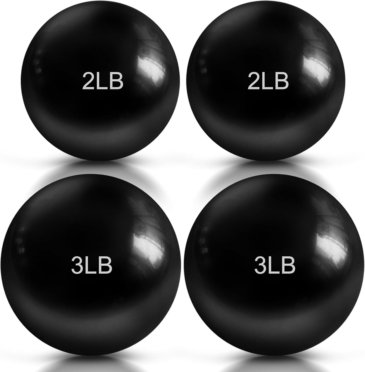 Halloscume 4 Pcs 2lb 3lb 4lb Weighted Toning Balls for Exercise, Innovations Soft Medicine Balls for Exercise, Pilates, Yoga, Balance, Flexibility