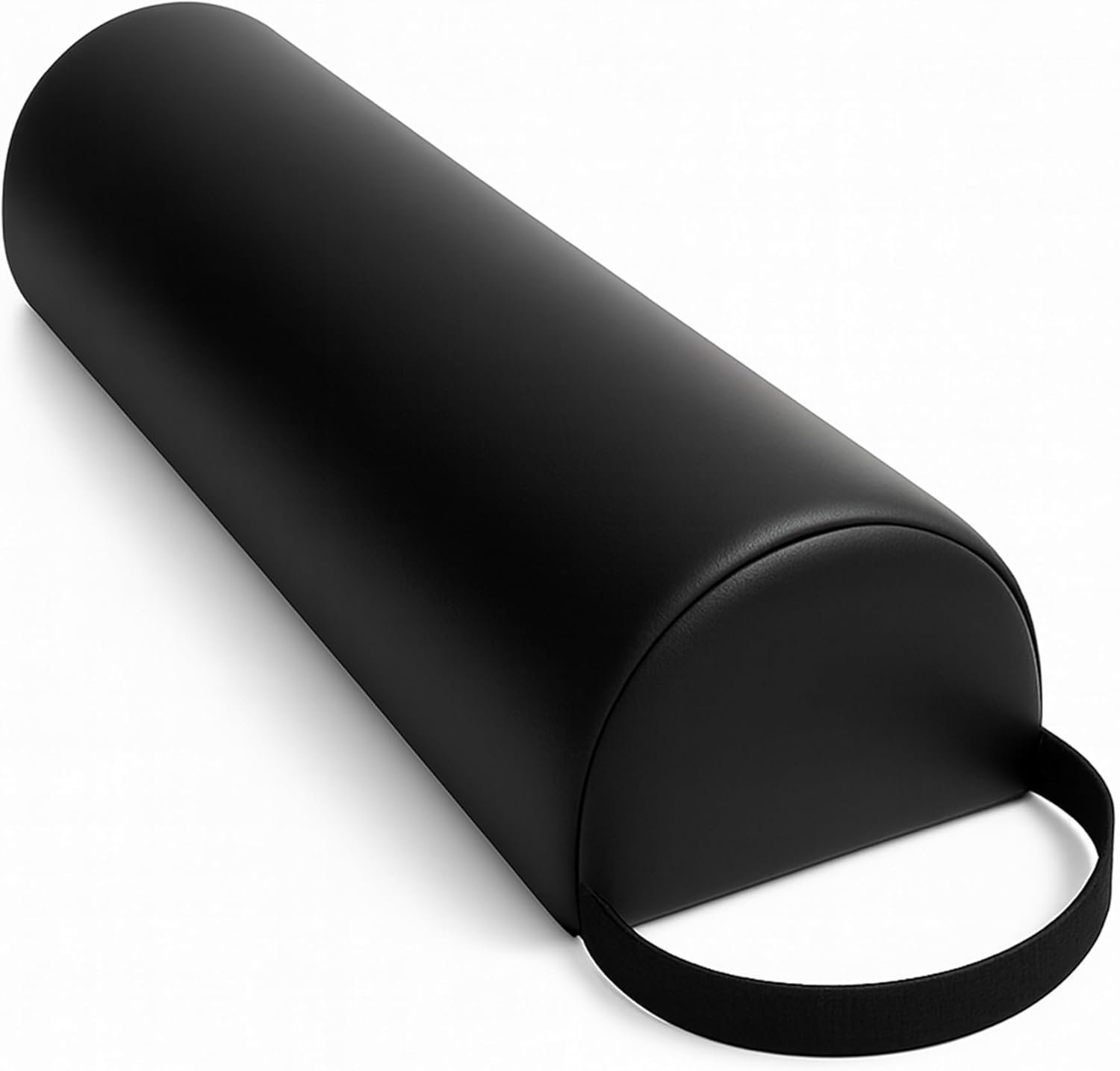 Half-Round Bolster Pillow for Massage and Yoga, High-Density Support Cushion for Neck, Knees, Back & Ankles, Black, 17.8”L x 8”W x 4.7”H