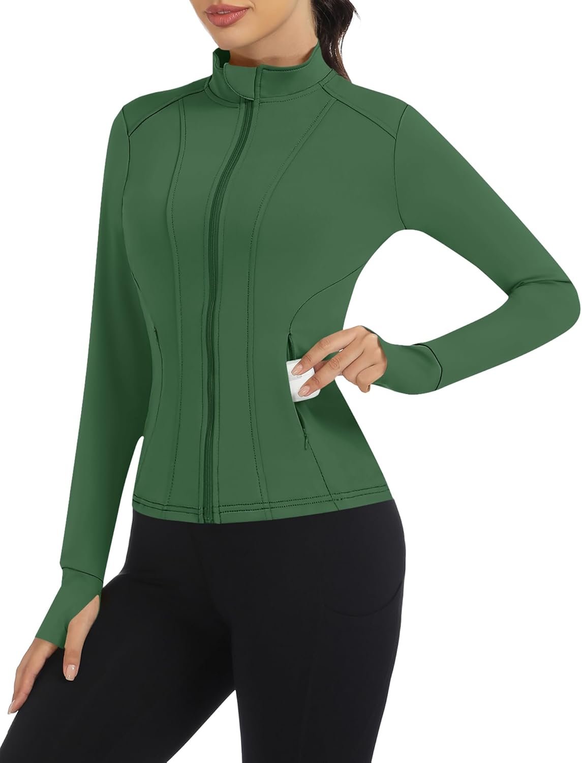 Loovoo Women’s Workout Jacket Lightweight Zip Up Athletic Jackets Cropped Slim Fit Running Yoga Tops with Pockets