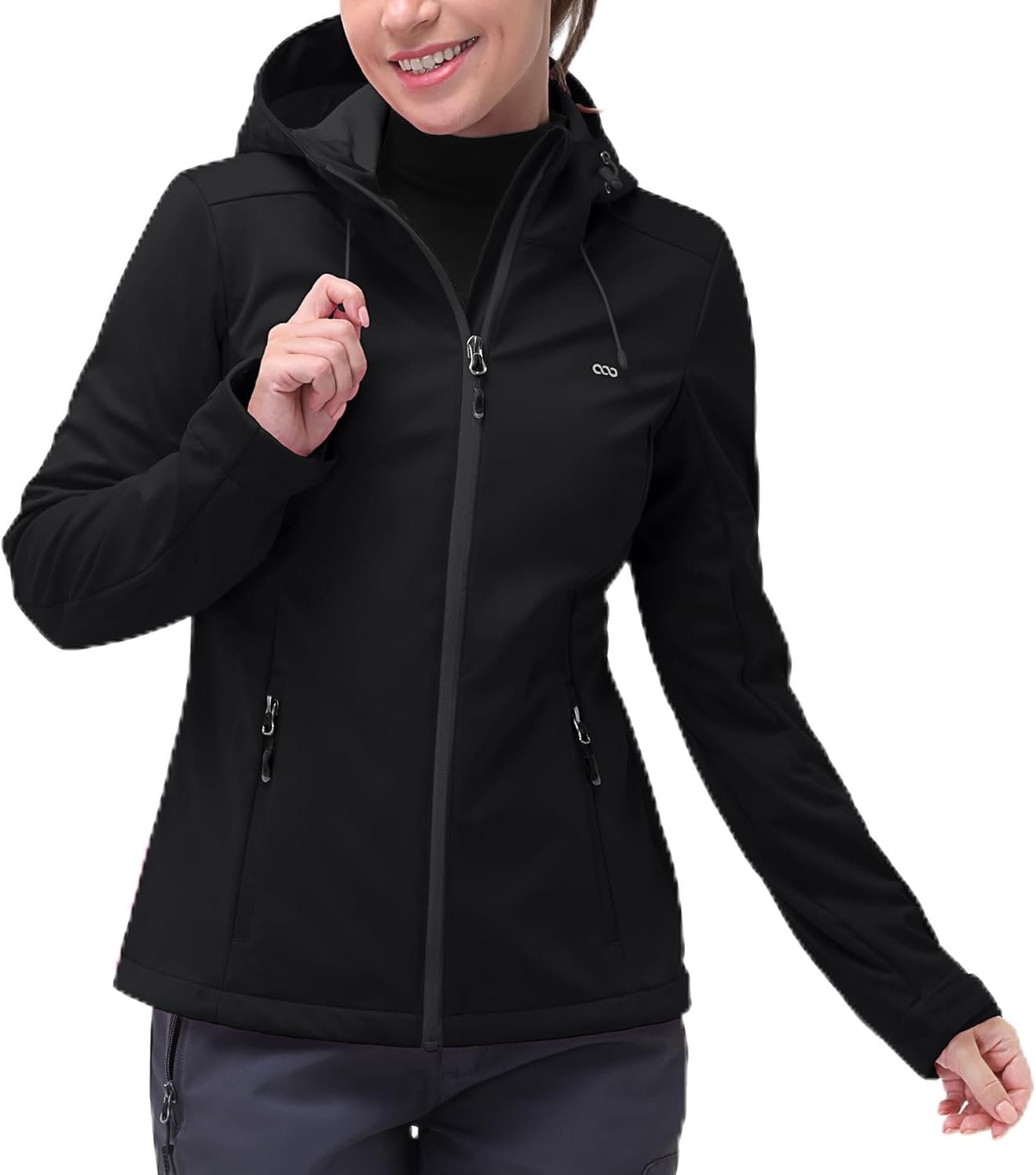 33,000ft Women’s Softshell Jacket with Hood Waterproof Lightweight Windbreaker Windproof Rain Shell Jacket for Outdoor Hiking