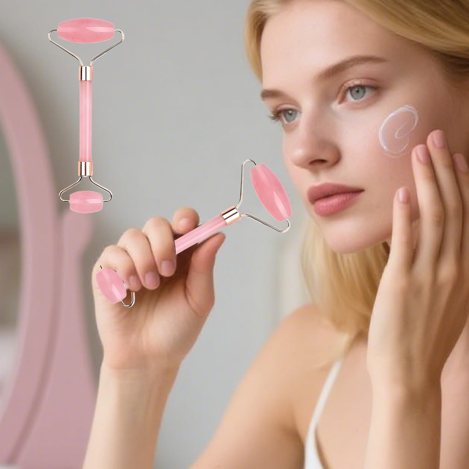 2PCS Facial Roller and Gua Sha Set for Women Skincare Massage Tool Kit Spa Routine Beauty Prep Daily Use Gifting Occasions