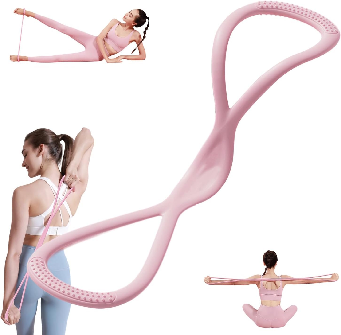 Figure 8 Resistance Band for Women Men, Non‑Slip Handles Exercise Band, Home Gym Fitness Equipment for Yoga, Pilates, Stretching & Physical Therapy (25 lbs)
