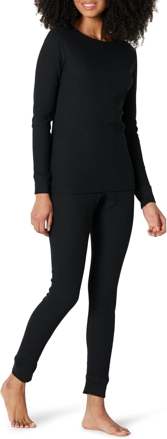 Amazon Essentials Women’s Slim-Fit Cotton Waffle Knit Long-Sleeve Thermal Pajama Set