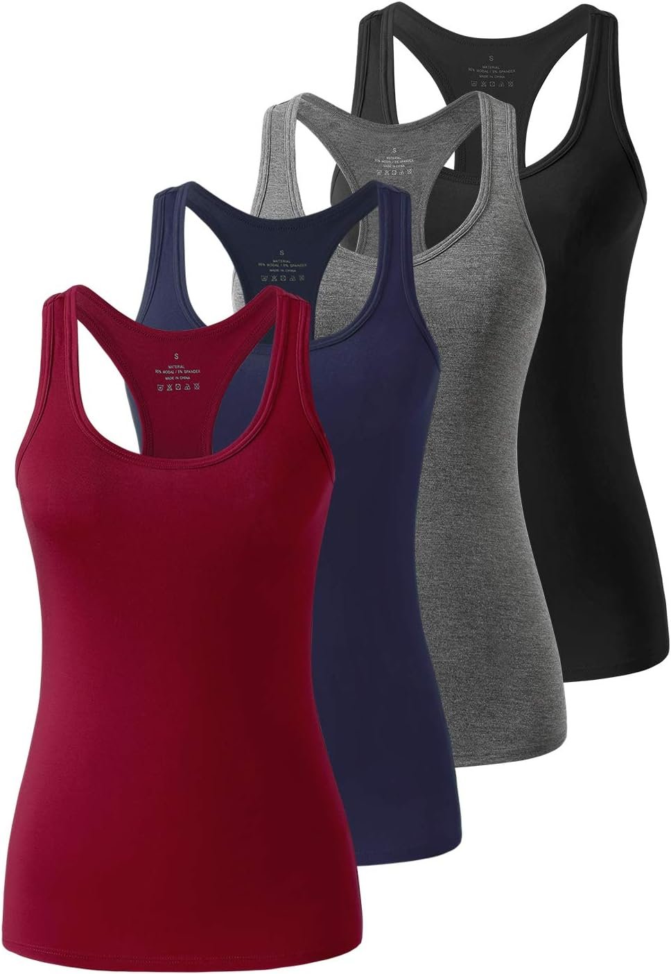 Femdouce Racerback Workout Tank top for Women Activewear Running top Yoga 4 Pack