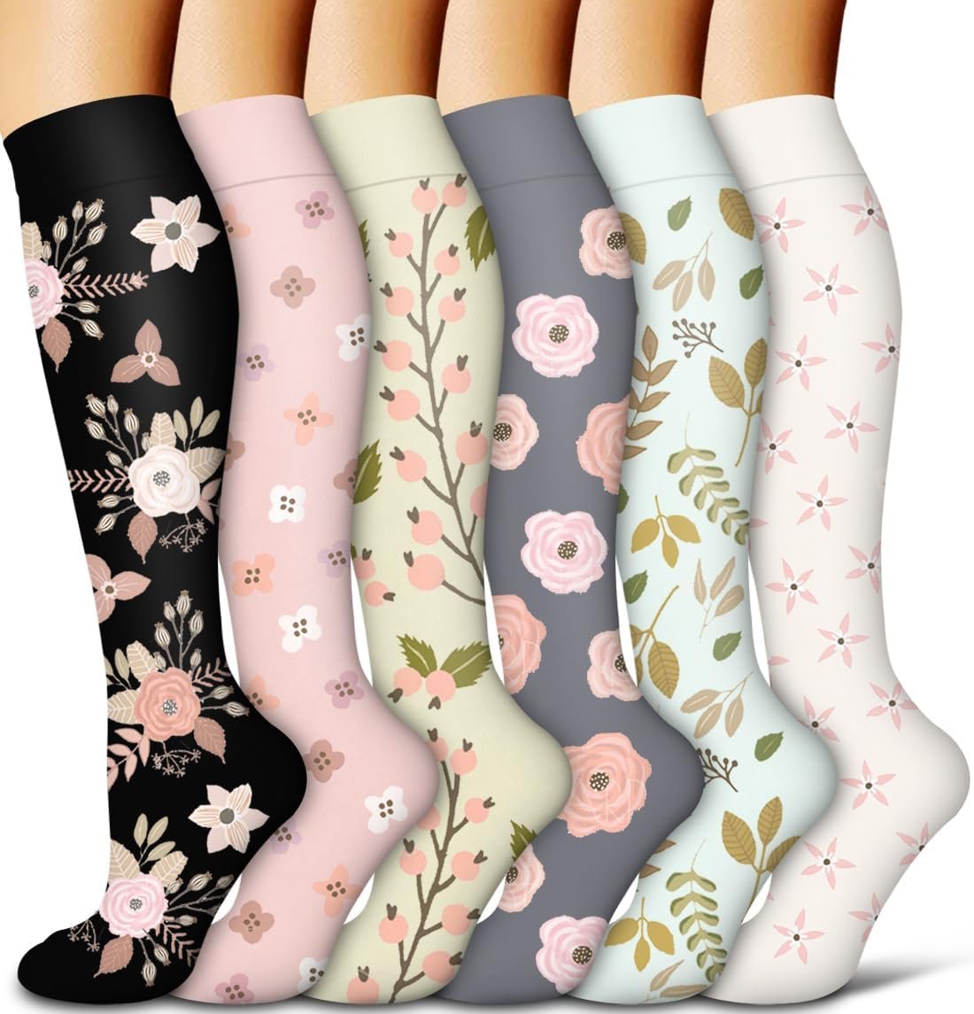 COOLOVER Copper Compression Socks for Women and Men(6 Pairs)-Best Support for Running, Athletic, Nursing, Travel