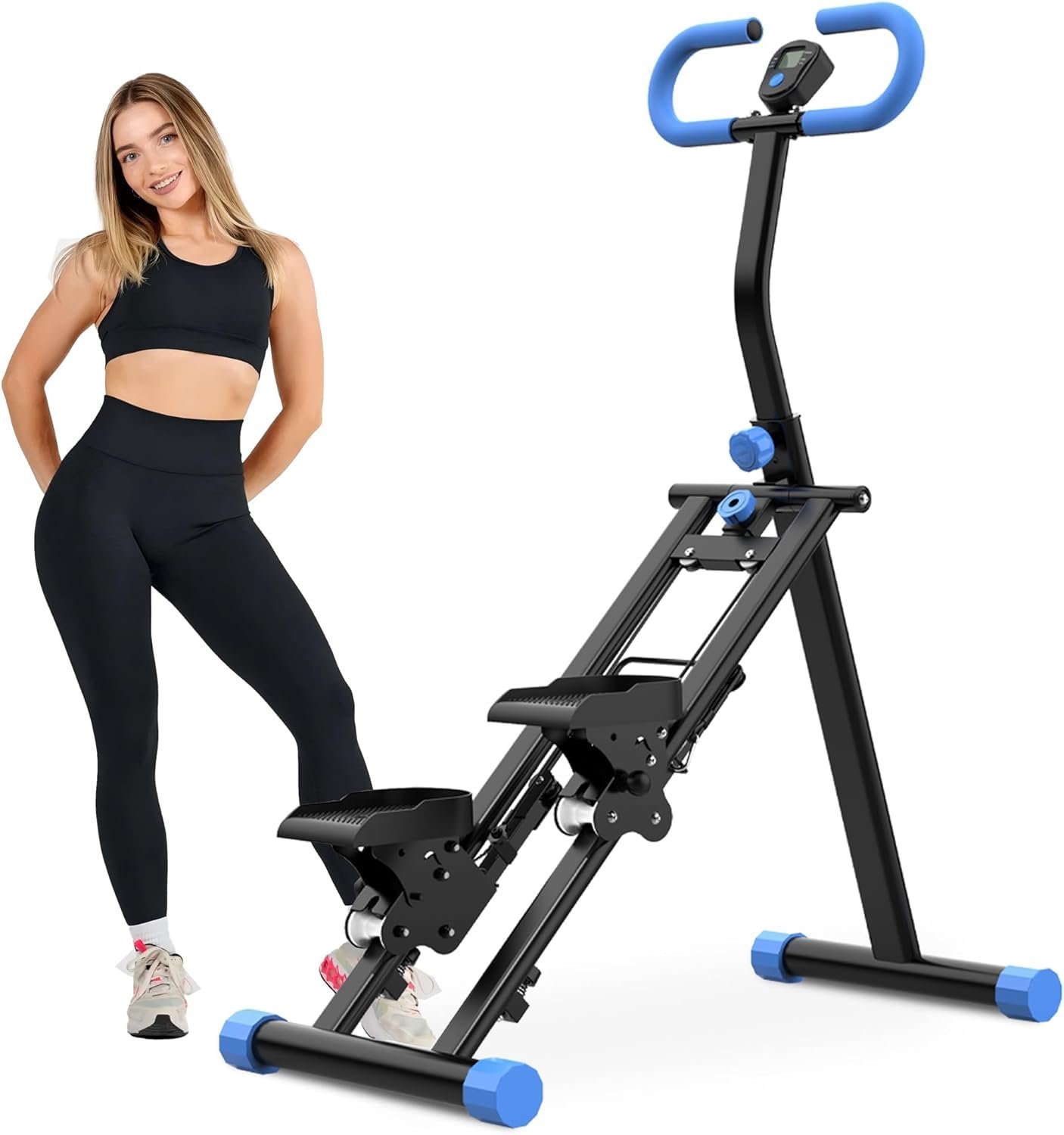 Vertical Climber Stepper Machine for Home Gym, Stair Stepper Exercise Machines, Foldable Cardio Fitness Equipment with Adjustable Handlebars & LCD Display, Full-Body Workout for Women & Men Pink