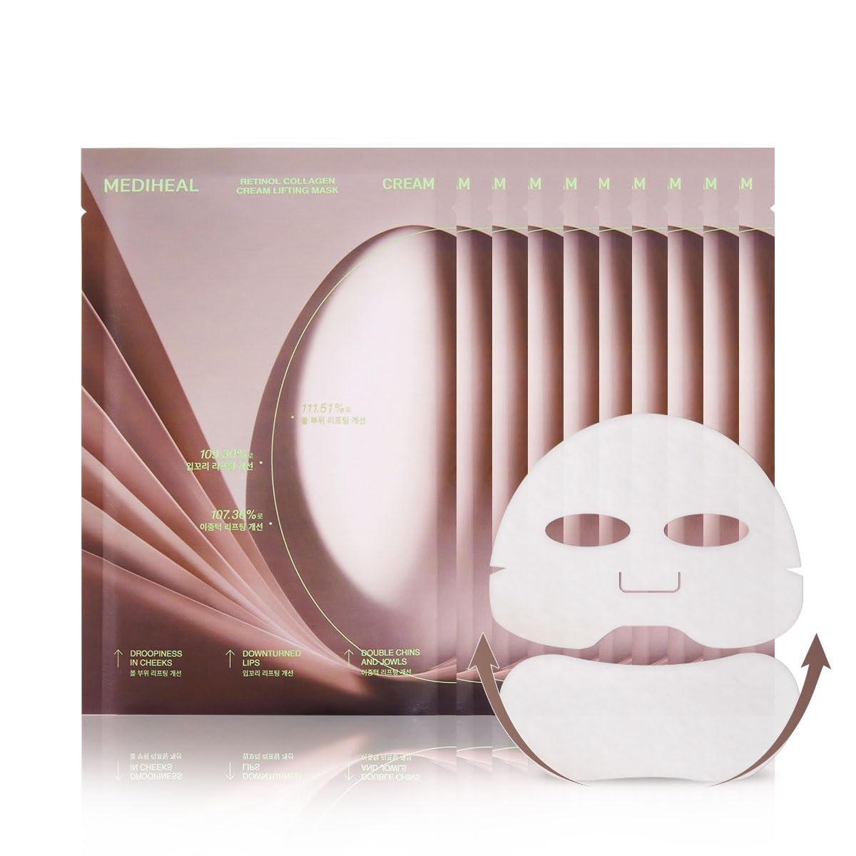 Mediheal Retinol Collagen Cream Lifting Mask (4 Counts) for V Line Mask,Anti-Aging – Helps Reduce Fine Lines & Wrinkles, and Smoothens Skin