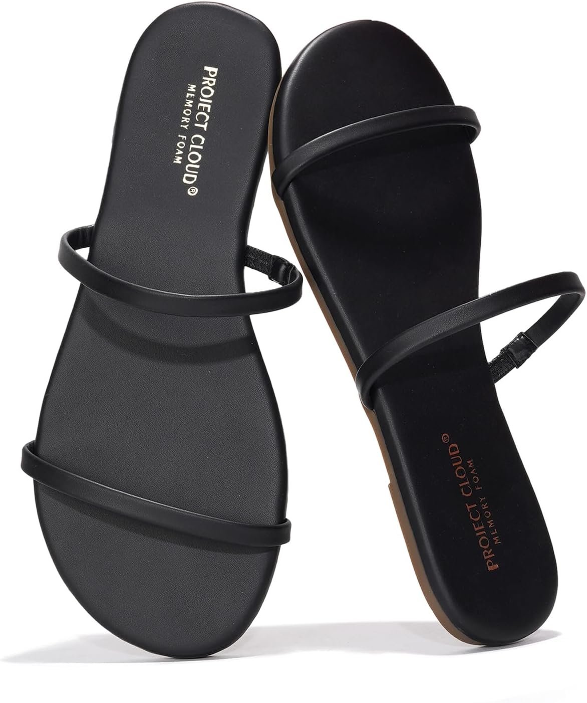 Project Cloud Summer Sandals for Women 2026 – Memory Foam Insole and Eco-Crafted Leather Beach Flip Flops for Women – Non Slip and Lightweight Double Strap Womens Sandals (Transition)