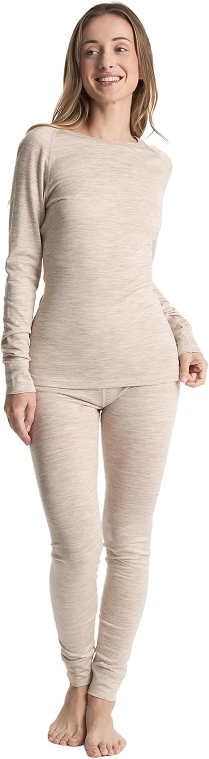 Women’s 100% Merino Wool Base Layer Sets Lightweight Active Base Layer for Ski