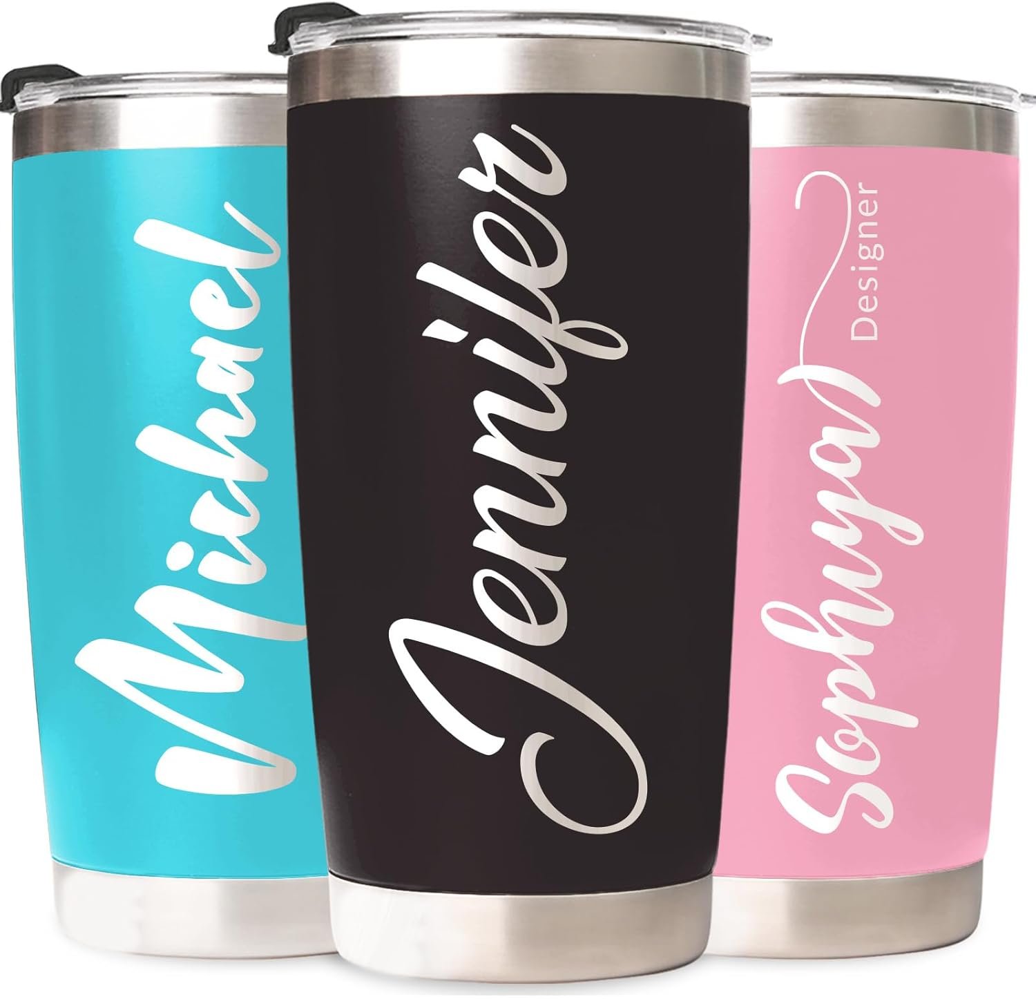 Custom Tumbler Personalized Coffee Tumbler Laser Engrave with Name 12 Designs Double Wall Insulated 20 oz Travel Cup Personalized Gifts for Birthday Christmas Anniversary for Men Women