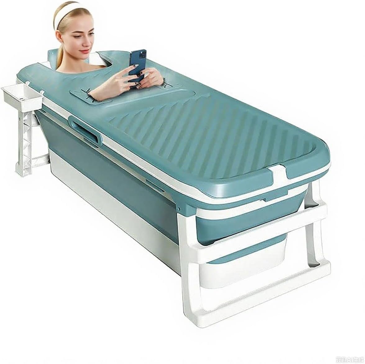 58.6” Large Portable Bathtub for Adult, Foldable Bathtub Portable Soaking Bath Tub Effortless, Ergonomically Designed for Hot Bath Ice Bath with Reached Out Hands