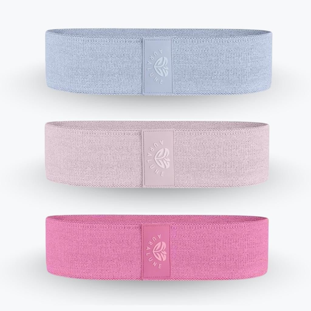Fabric Resistance Bands Set, 3 Colors with Carry Bag, Non-Slip Workout Bands for Legs and Glutes- Different streght Levels.