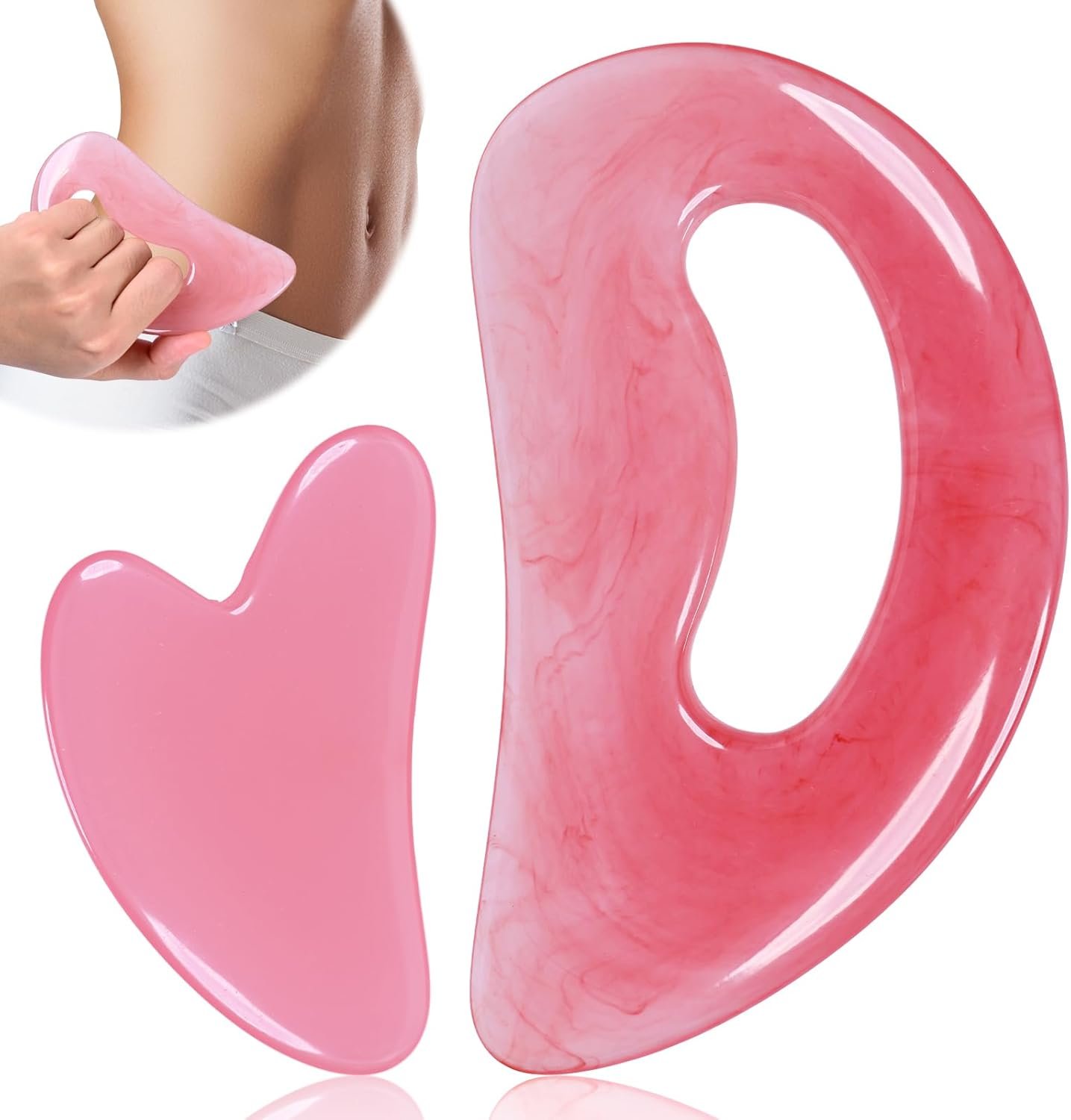 FDKJEJC Body Gua Sha Tool Cellulite Guasha Tool for Body Body Massage Tools (Natural Resin) Lymphatic Drainage Tool Guasha Tool for Face，Back, Legs, Women’s Body Shaping Tools (Pink)