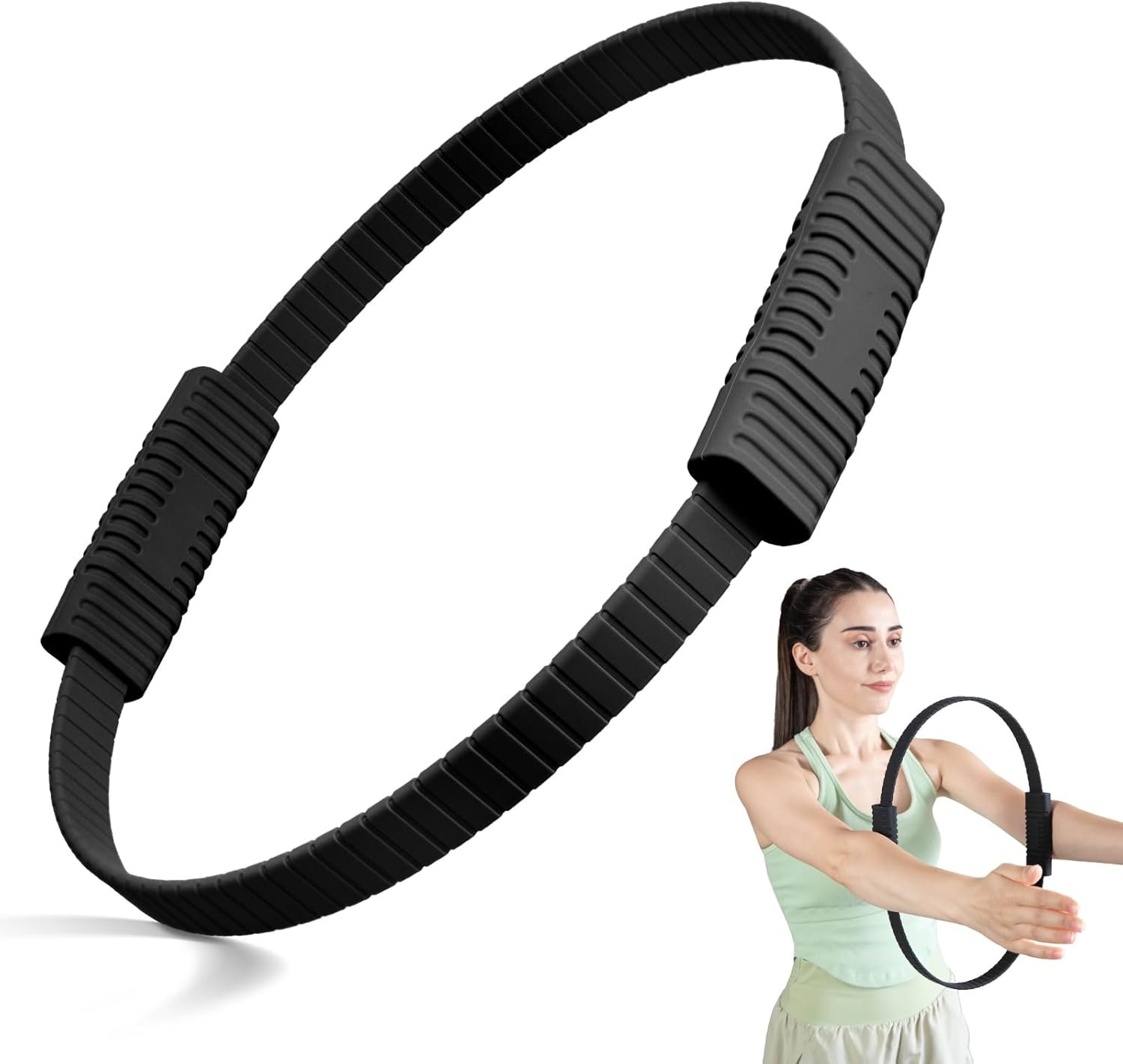 Pilates Kit, 13.5 Inch Magic Circle Ring with Core Ball and 5-Level Resistance Bands for Stretching, Toning & Full Body, Home Workout Pilates Equipment