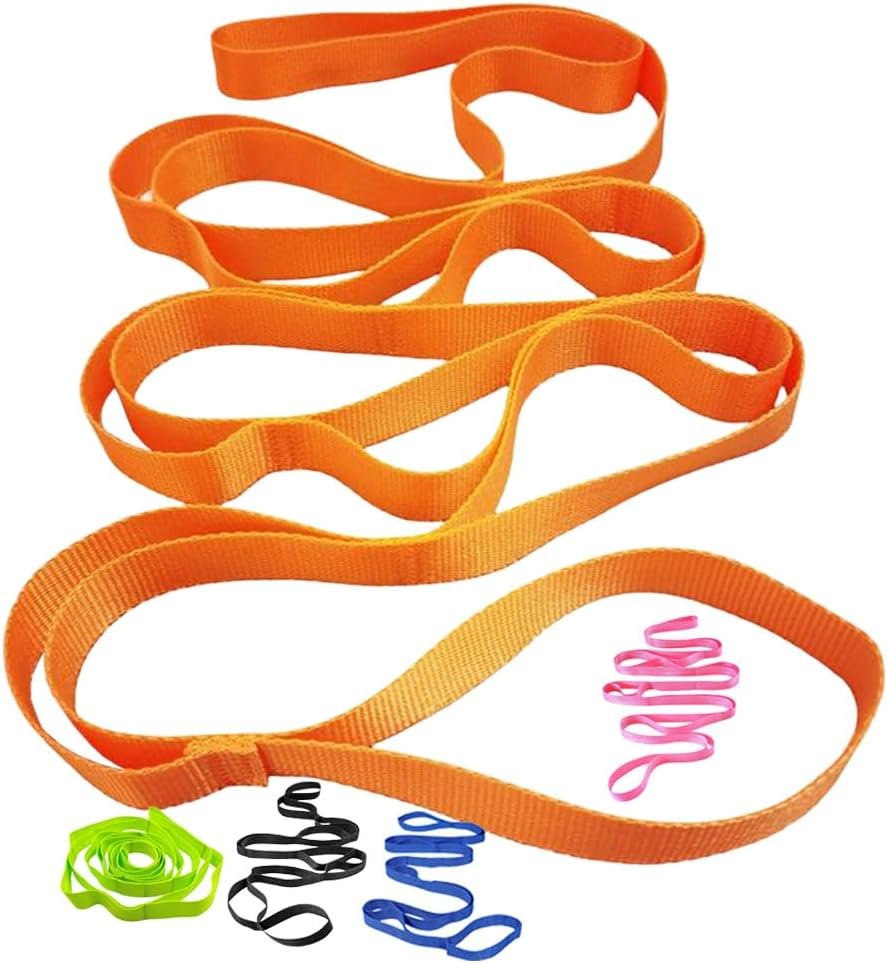 Yoga Strap Stretching Strap 10 Loops Non-Elastic Exercise Strap for Pilates, Dance Exercise Training Multi-Loop Stretching Band