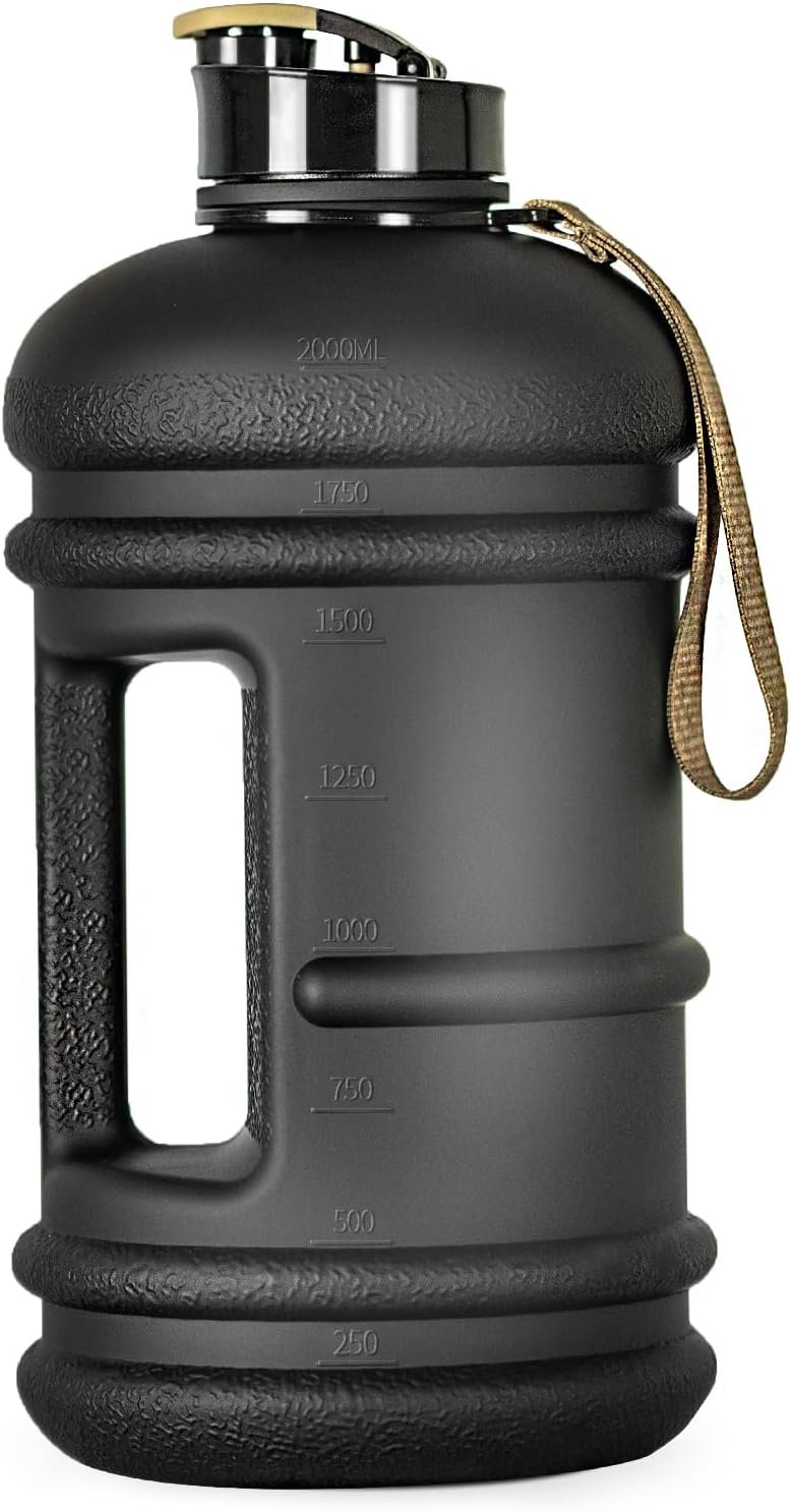 TOOFEEL 2 Liter Water Bottles – Half Gallon Water Bottle BPA Free – Ideal for Gym, Big Water Jug, Reusable Sports Bottle with Measurements Marked Drink Container (2.2L 74oz Matte Black Water Jugs) | Half Gallon, Water Bottle, BPA Free, Ideal for Gym, Big Water Jug