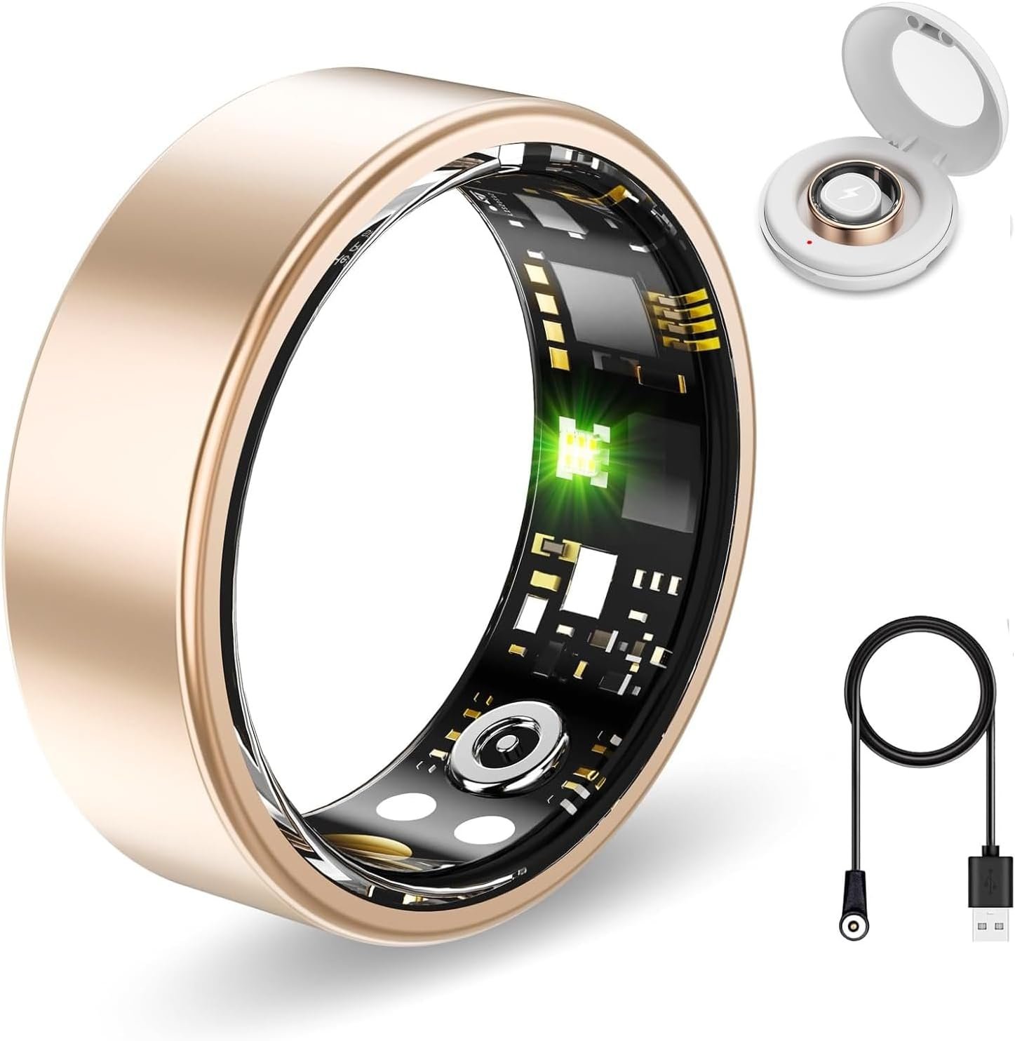 Smart Health Rings for Women Men, Fitness Tracker with Heart Rate, Blood Oxygen, HRV, Sleep Tracker, Step Tracker, No Subscription Fee, IP68 Waterproof Smart Ring for iphone & Android (Rose Gold, 8)
