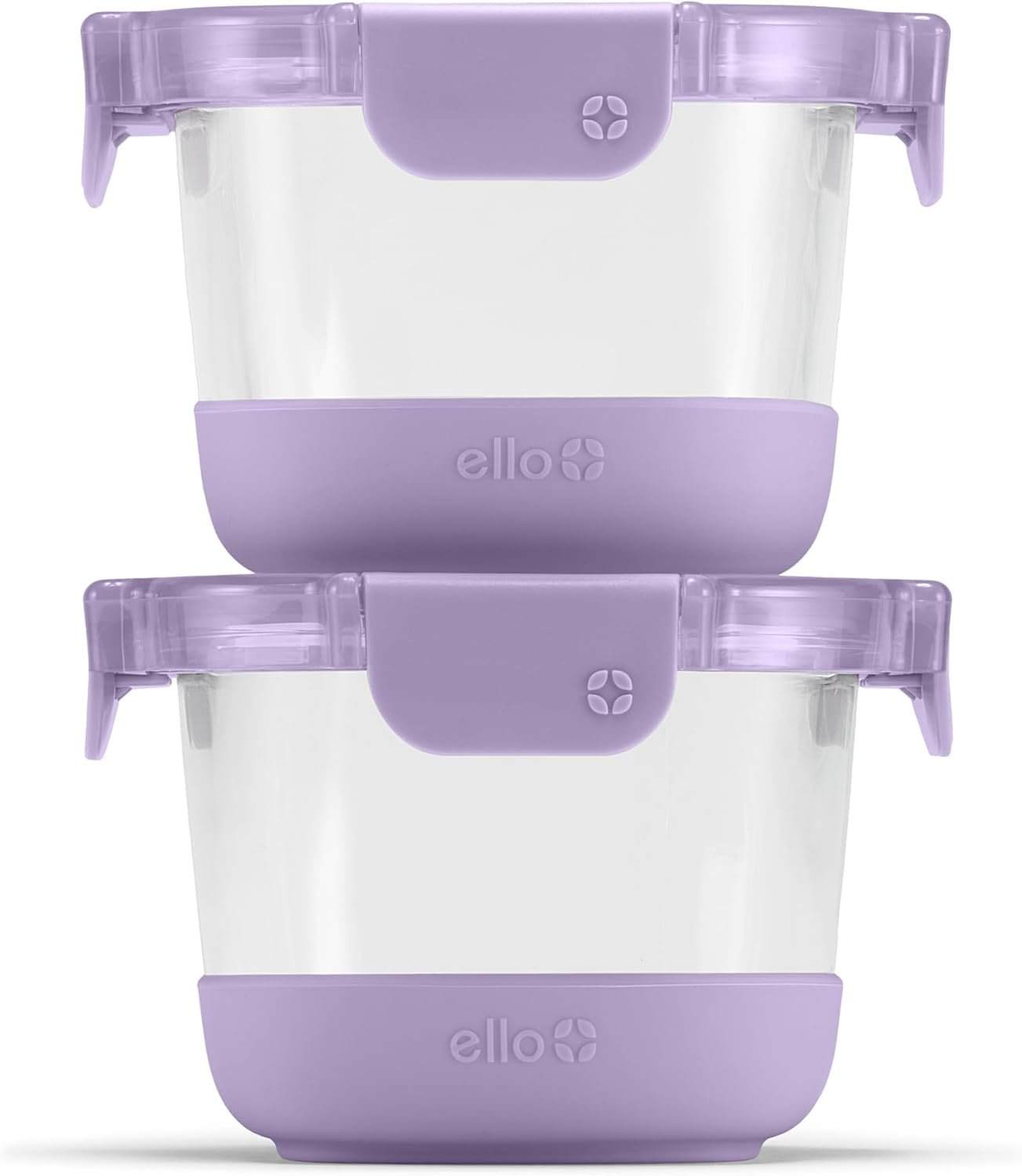 Ello Duraglass Refresh 2 Cup Meal Prep Sets 4Pc, 2 Pack – Glass Food Storage Container with Silicone Boot and Airtight BPA-Free Plastic Lids, Dishwasher, Microwave and Freezer Safe, Dusty Lavender