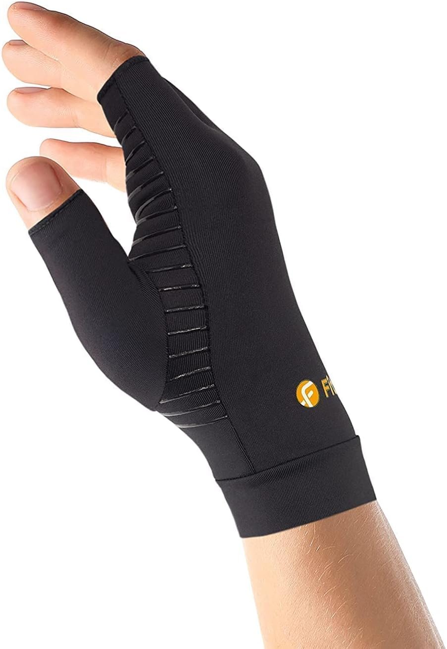 Fititude Half Finger Compression Gloves with Copper Infusion for Arthritis Pain Relief and Swelling Support