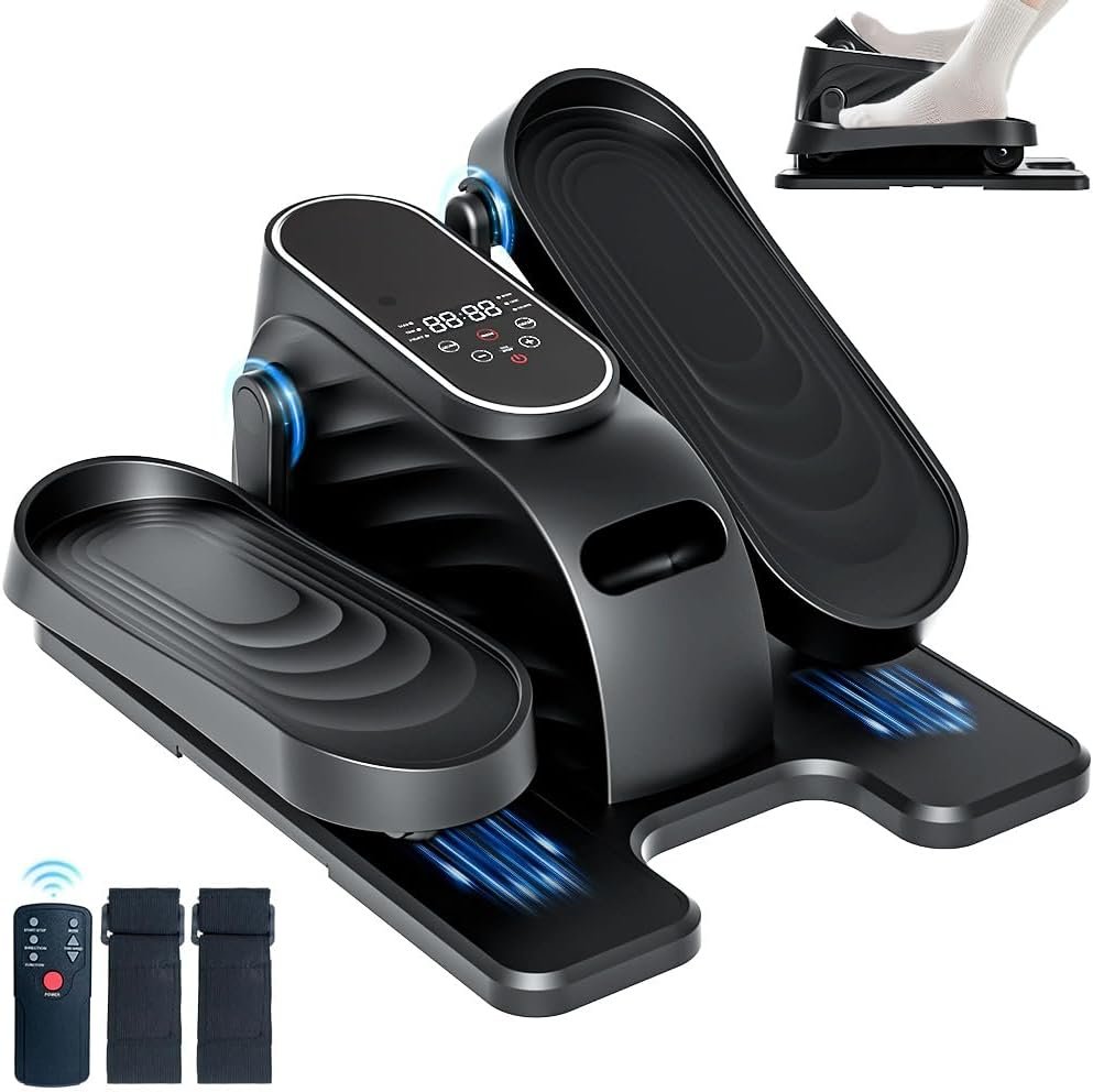 Under Desk Elliptical Machine with Remote, Ellipse Leg Exerciser as Seen on TV, Seated Pedal Exerciser for Seniors, 15 Speeds, Forward & Reverse Direction, Manual & Auto Mode for Home Office