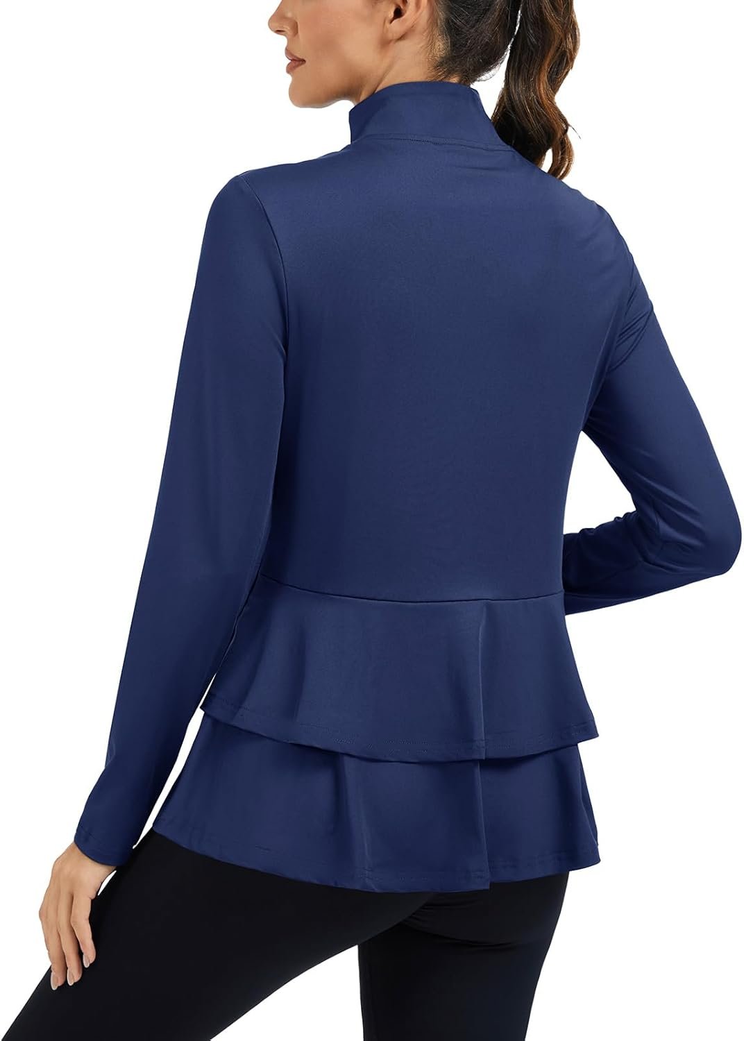 LURANEE Women’s Golf Athletic Jackets with Pleated Tennis Skirt Hem Lightweight Full Zip Long Sleeve Shirts with Pockets