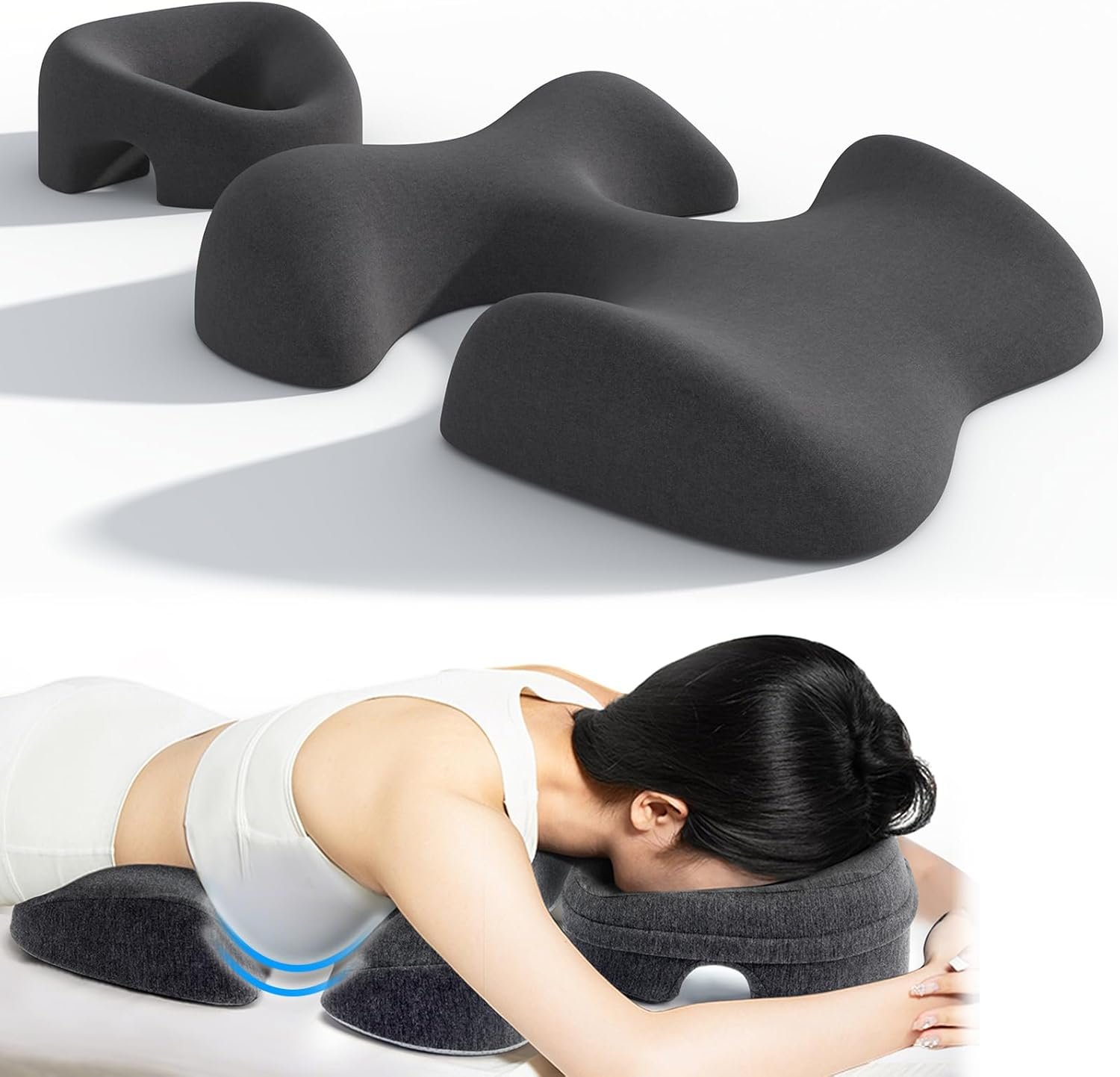Breast Pillow and Face Down Pillow for Massage Set, Women’s Massage Bolster Sleeping for Bed with Non-Slip Bottom, Home Head Chest Cushion for SPA-Dark Gray