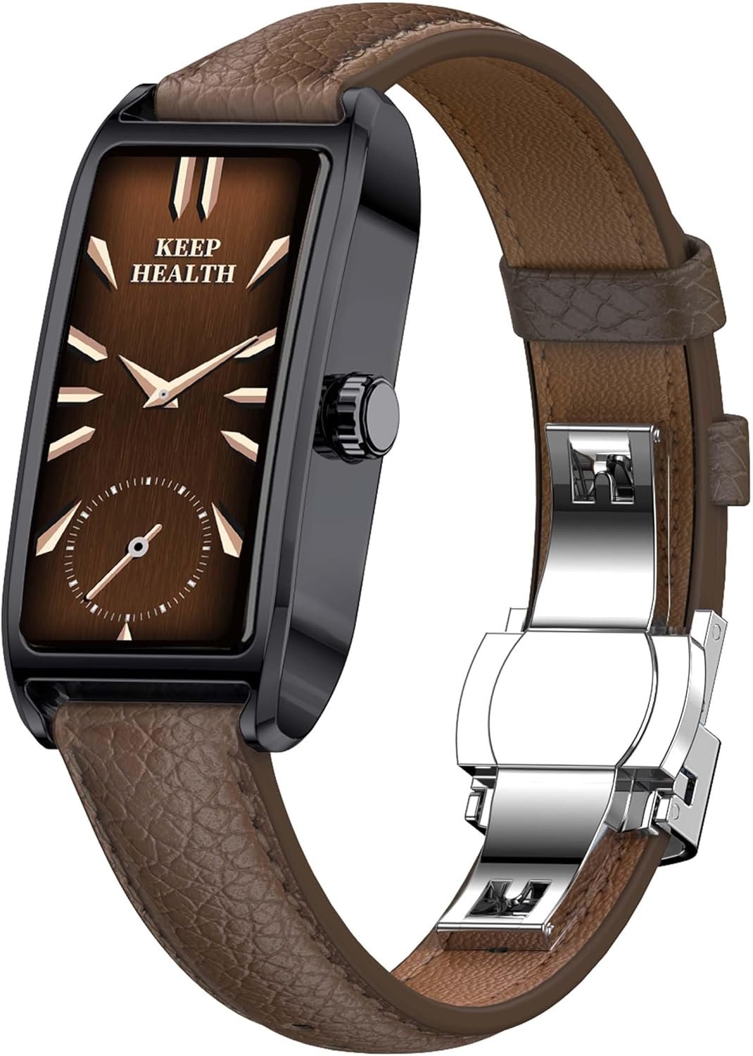 Amoled Laies Smart Watch for Women Smartwatch with Leather Strap Heart Rate Stress Sleep Monitor 12 Sports Modes Fitness Tracker Watch Notifications Music & Camera Control Waterproof iOS Android