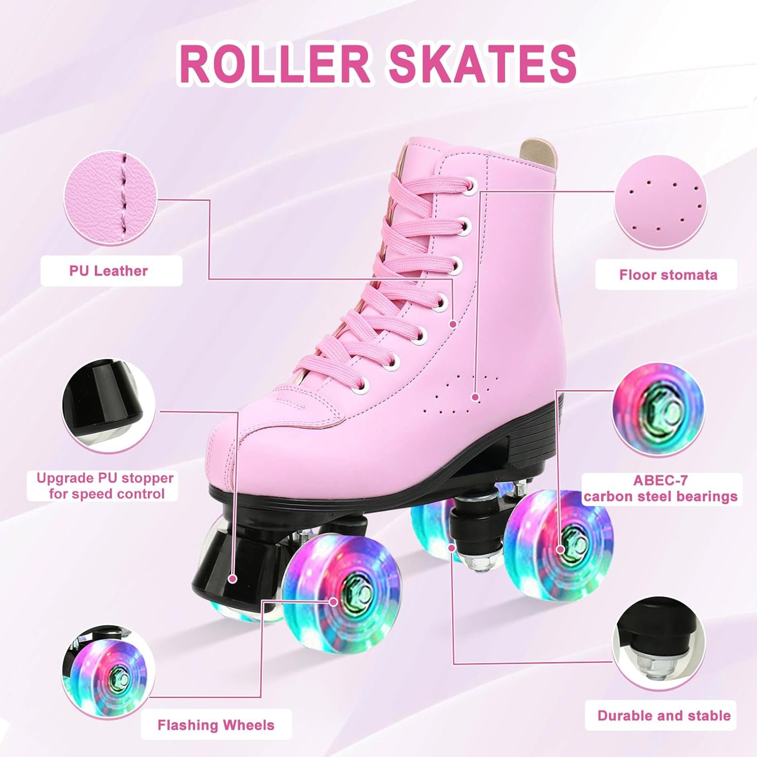 Jessie PU Leather Skates – Premium Adjustable Four-Wheel Roller Skates for Women, Men, Boys & Girls – Indoor & Outdoor