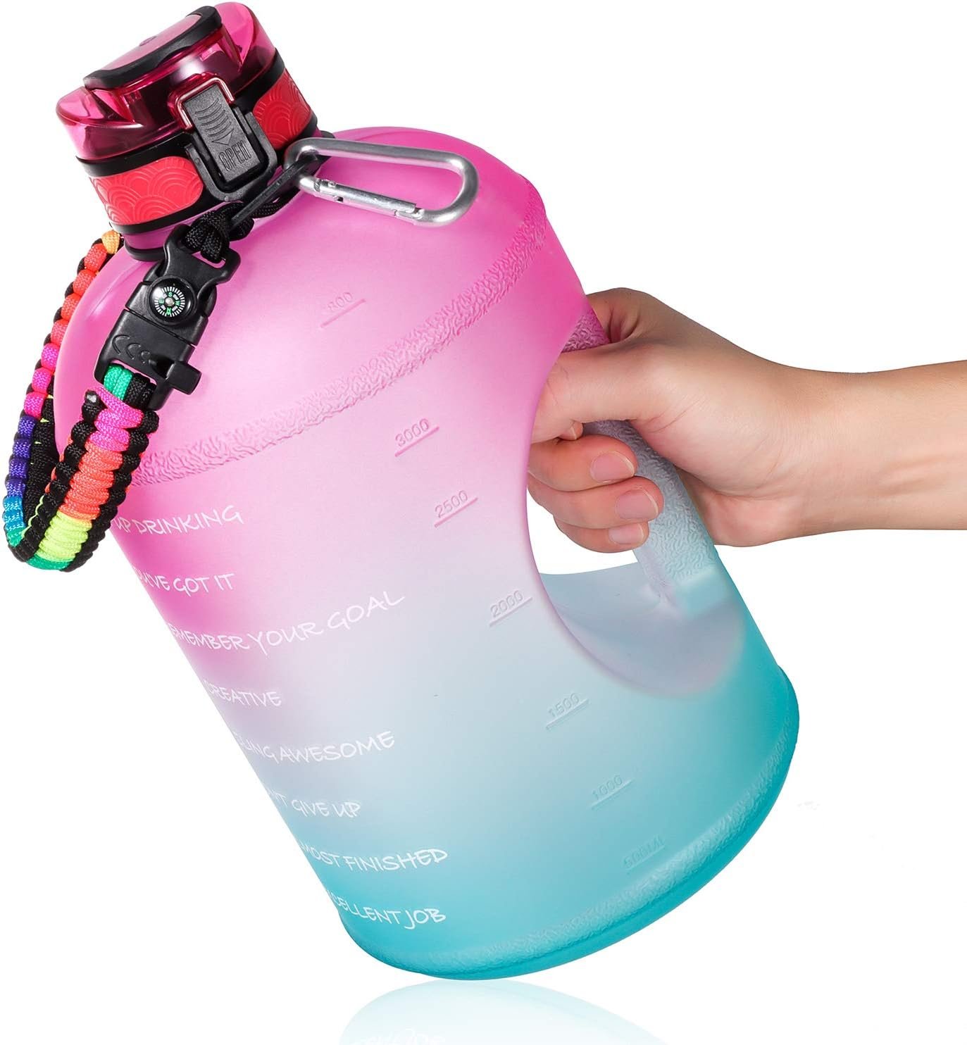 AMITER 1 Gallon Water Bottle with Times To Drink, Gifts for Women, Mom, Men, Dad, Teen Girls, Friends, Coworker, Husband, Wife, Boyfriend, Sister, Aunt – Gifts for Christmas, Birthday, Valentine’s Day