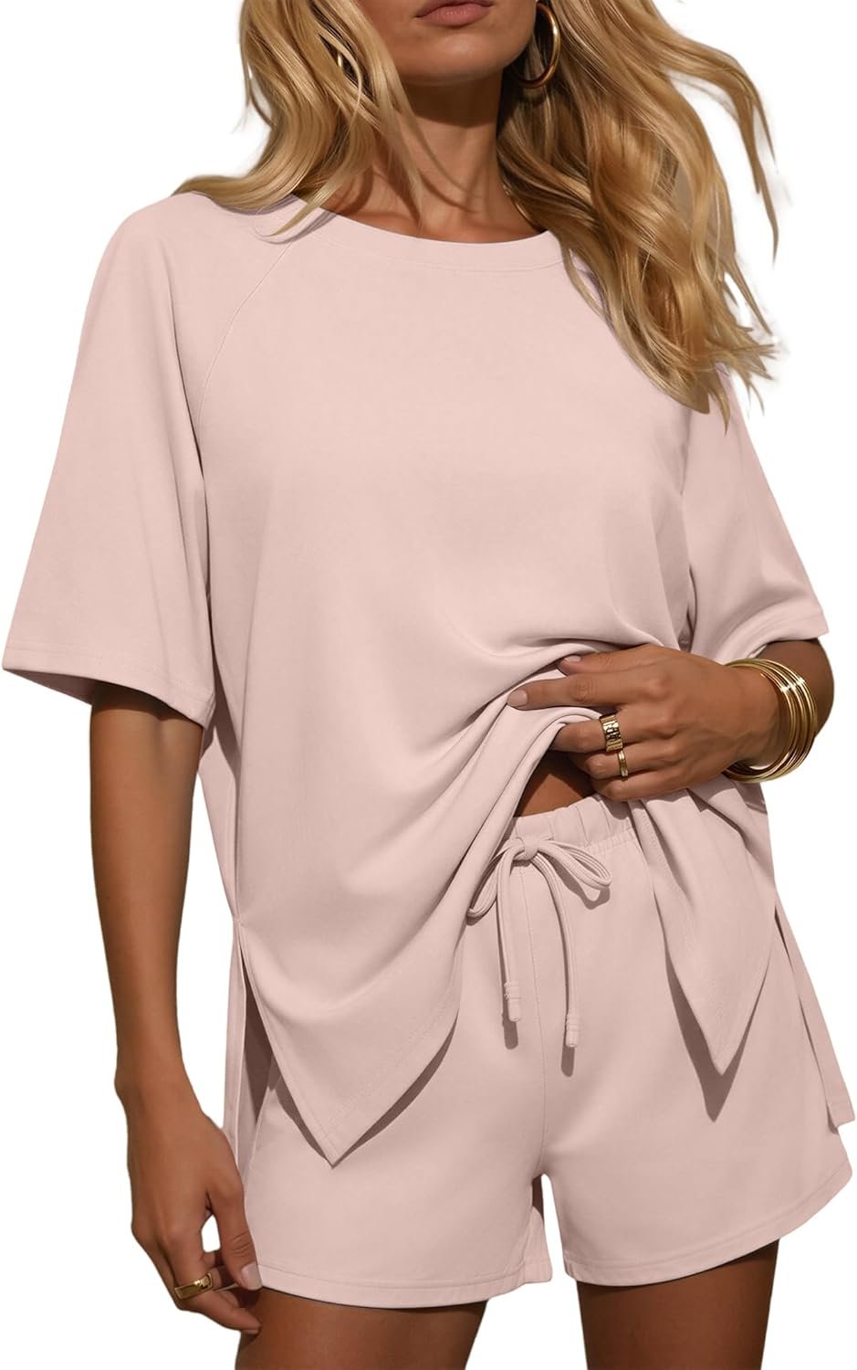 Ekouaer Two Piece Sets for Women Summer Lounge Short Sets Moisture-Wicking Casual Airport Travel Matching Outfits