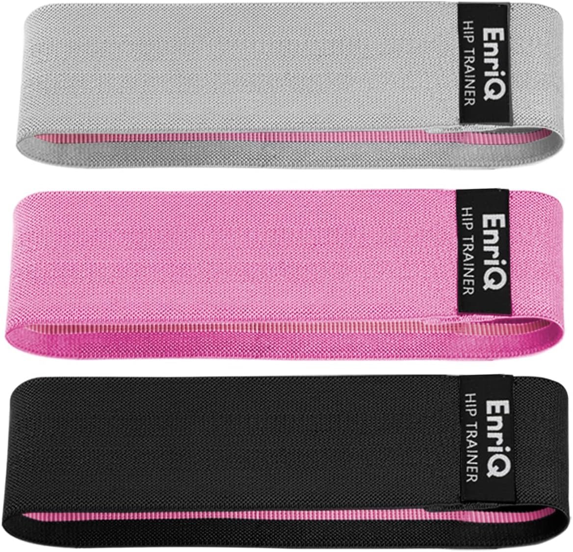 EnriQ Booty Bands Fabric Resistance Bands for Legs and Butt – Non Slip Cloth Hip Bands Elastic Workout Bands – Activate Glutes and Thighs – Made of Premium Elastic Fabric