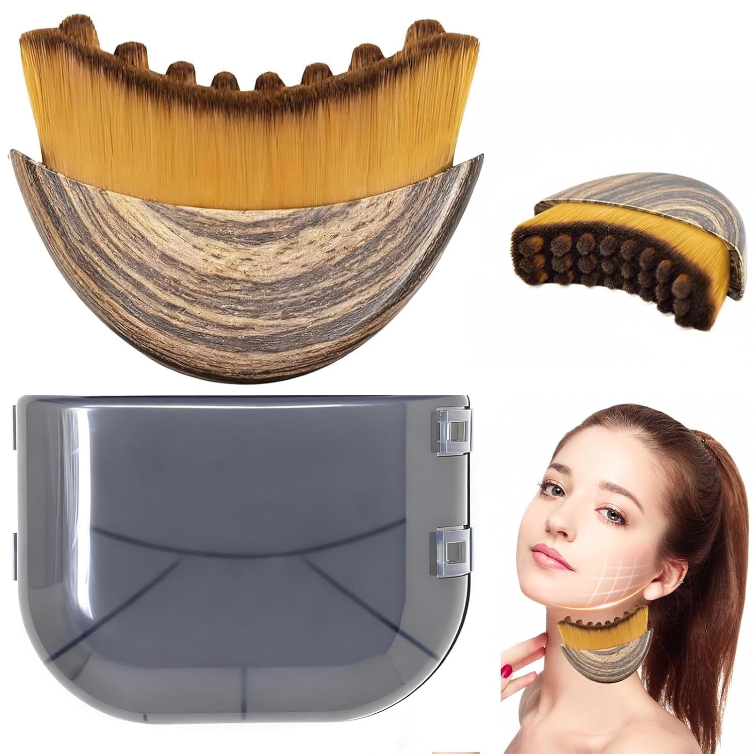 Lymphatic Contour Face Brush,Lymphatic Drainage Massager for Sculpting,Soft & Gentle Bristles Suitable for All Skin Types,Portable Ergonomic Gua Sha Brush with Travel Case