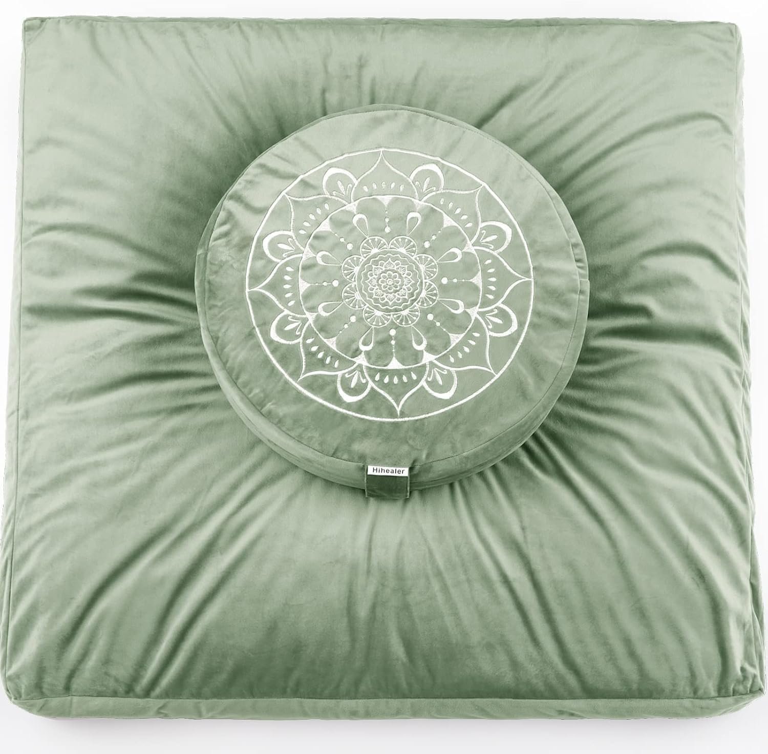 Hihealer Meditation Cushion, Traditional Tibetan Meditation Pillow Velvet Cover – Large Floor Cushion Seating for Adults – Yoga Buckwheat Bolster for Women、Moms