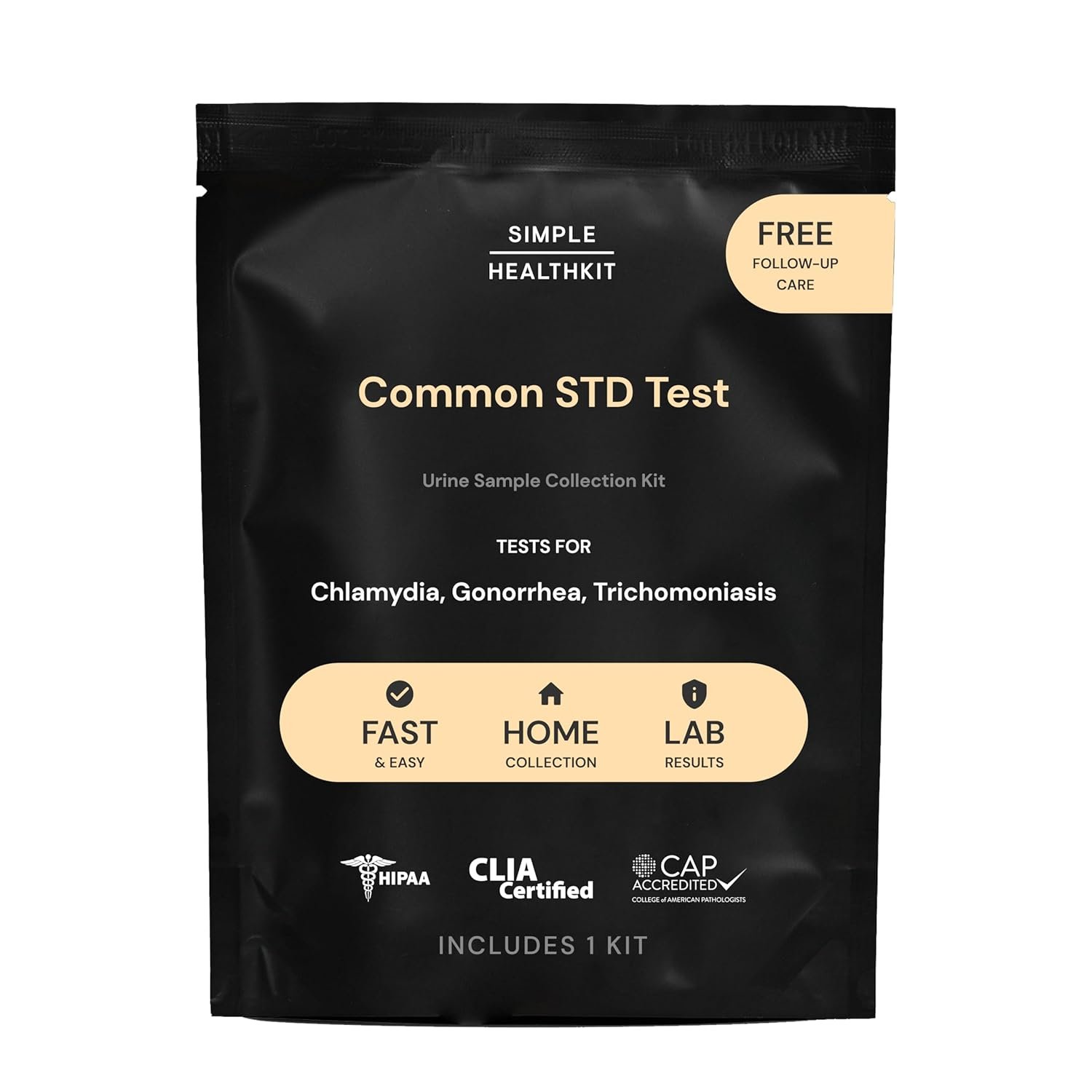 Simple HealthKit At-Home Common STD Test Kit for Chlamydia, Gonorrhea & Trichomoniasis – Tests for the Most Common STDs – Free Follow-Up/Telehealth & High Quality Lab Results