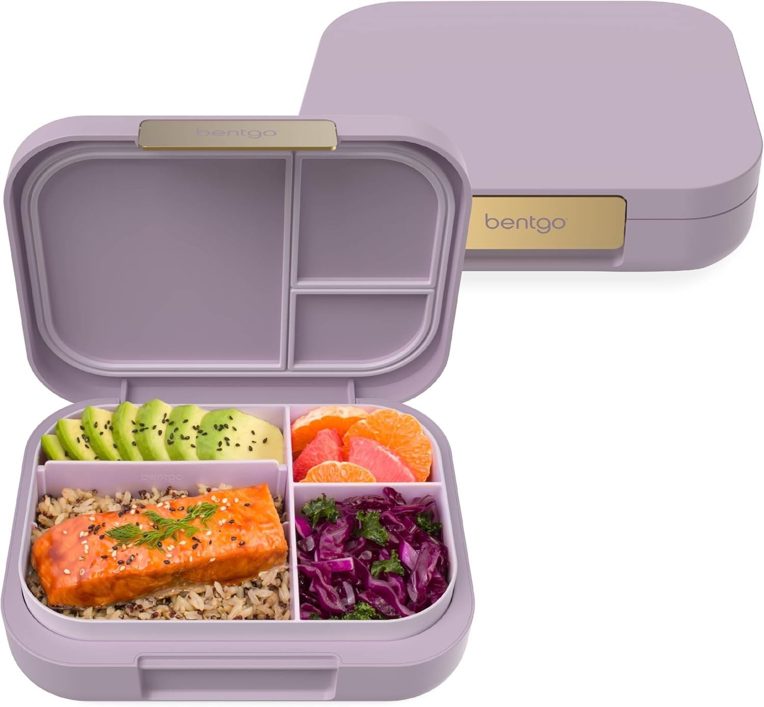 Bentgo Modern – Adult & Teen Bento Lunch Box; 3-4 Compartments, Leak-Resistant, 5.5 Cup Capacity/44 fl oz, Improved Locking Clips, Reusable, BPA-Free, Dishwasher/Microwave Safe Tray (Orchid)