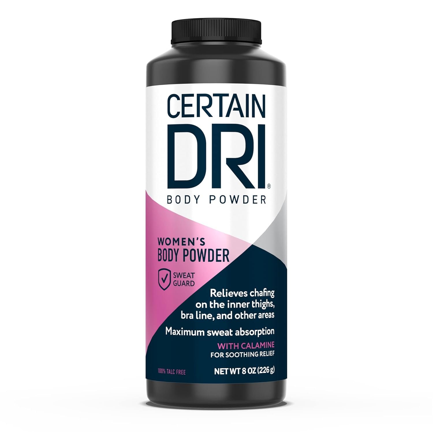 Certain Dri Women’s Body Powder – Talc-Free – Triple-Action Sweat, Odor, & Moisture Control – Anti-Chafing Calamine Formula – Doctor-Recommended for Sensitive Skin – 8 oz