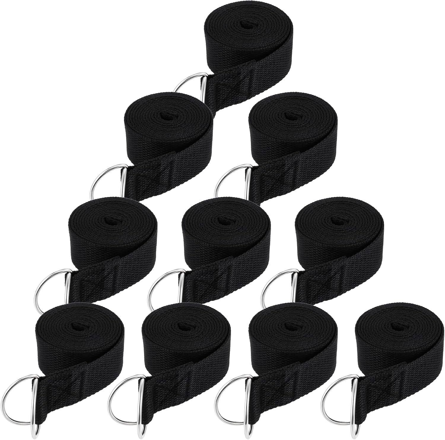 10 Pcs Yoga Strap for Stretching Bulk 6ft Exercise Stretch Band with Metal D Ring Adjustable Pilates Non Elastic Yoga Stretch Belt for Women Men Physical Fitness Gym Workout Dance