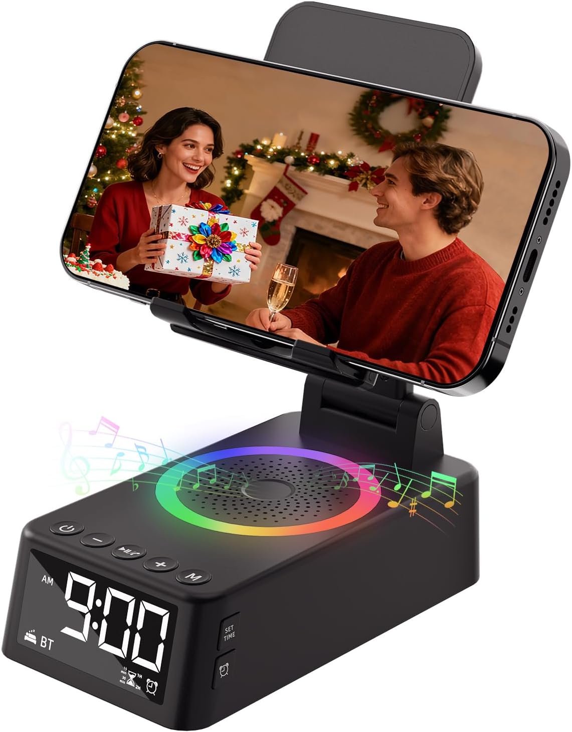 Gifts for Men Women, Cell Phone Stand with Bluetooth Speaker,Sound Machine White Noise Machine with 20 Soothing Sounds,Ambient Light Portable Speaker Stand Birthday for Men,Women,Dad