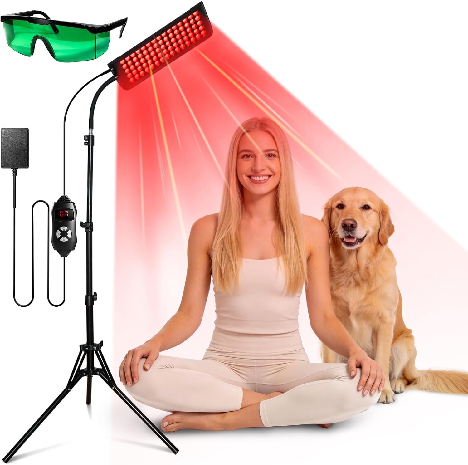 Red Light Therapy Lamp for Face and Body – Professional 660nm Red & 850nm Near Infrared Light Therapy Device – High Power LED Therapy Panel for Skin Vitality and Muscle Relief – Home Use