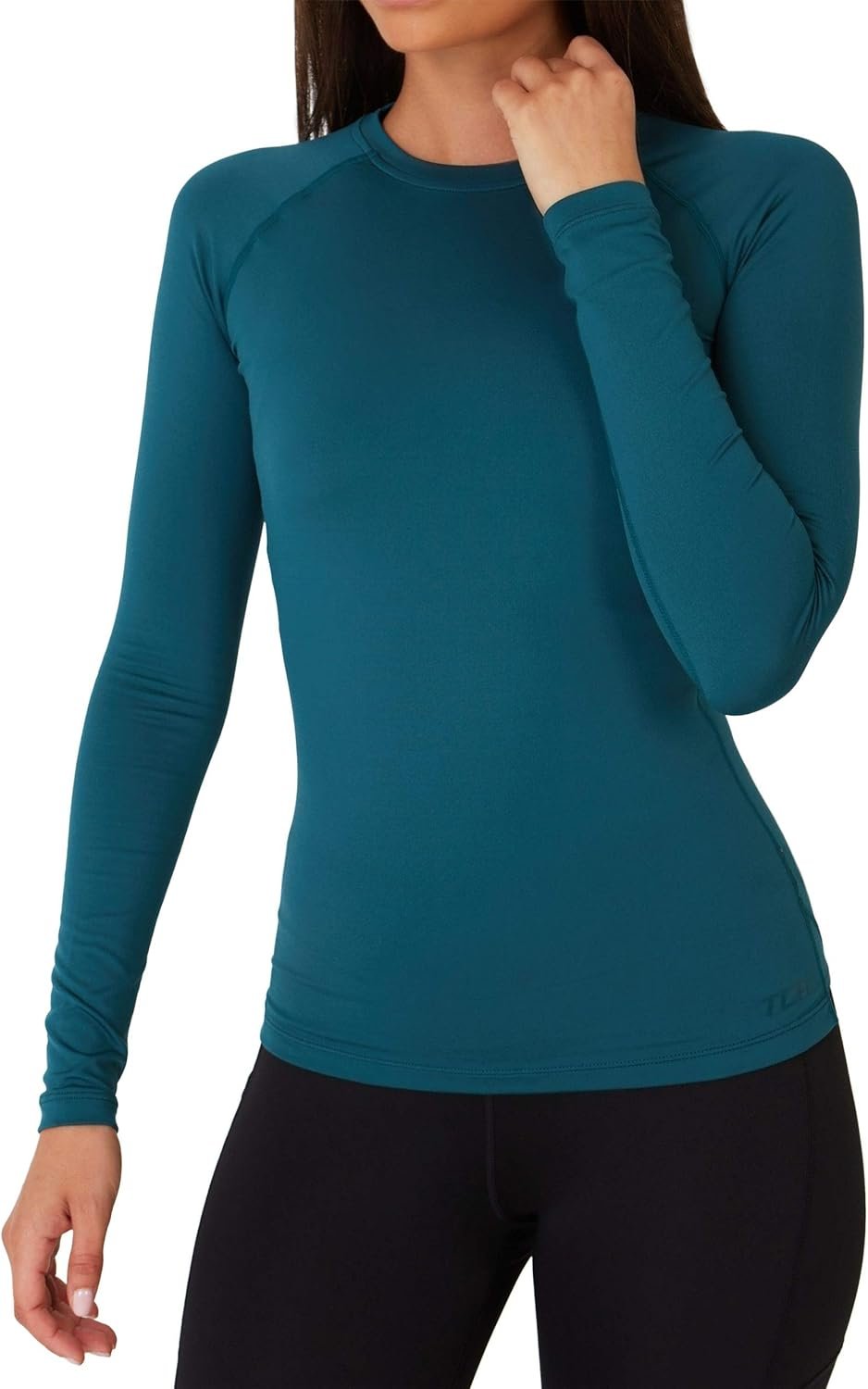 TCA Super Thermal Long Sleeve Women Running, Ski Base Layer – Compression Shirts Woman, Workout Tops for Women – Atlantic Deep, Small