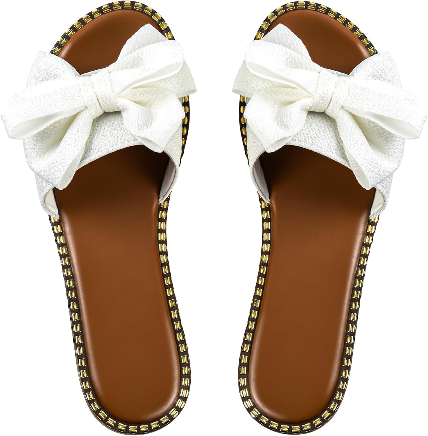 Sksshion Women’s Bow Knot Slides Open Toe Flat Sandals Summer Slip On Slippers