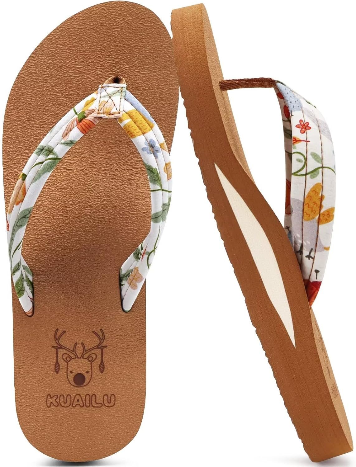 KuaiLu Womens Arch Support Flip Flops Ladies Comfort Lightweight Soft Yoga Mat Cushion Walking Thong Sandals
