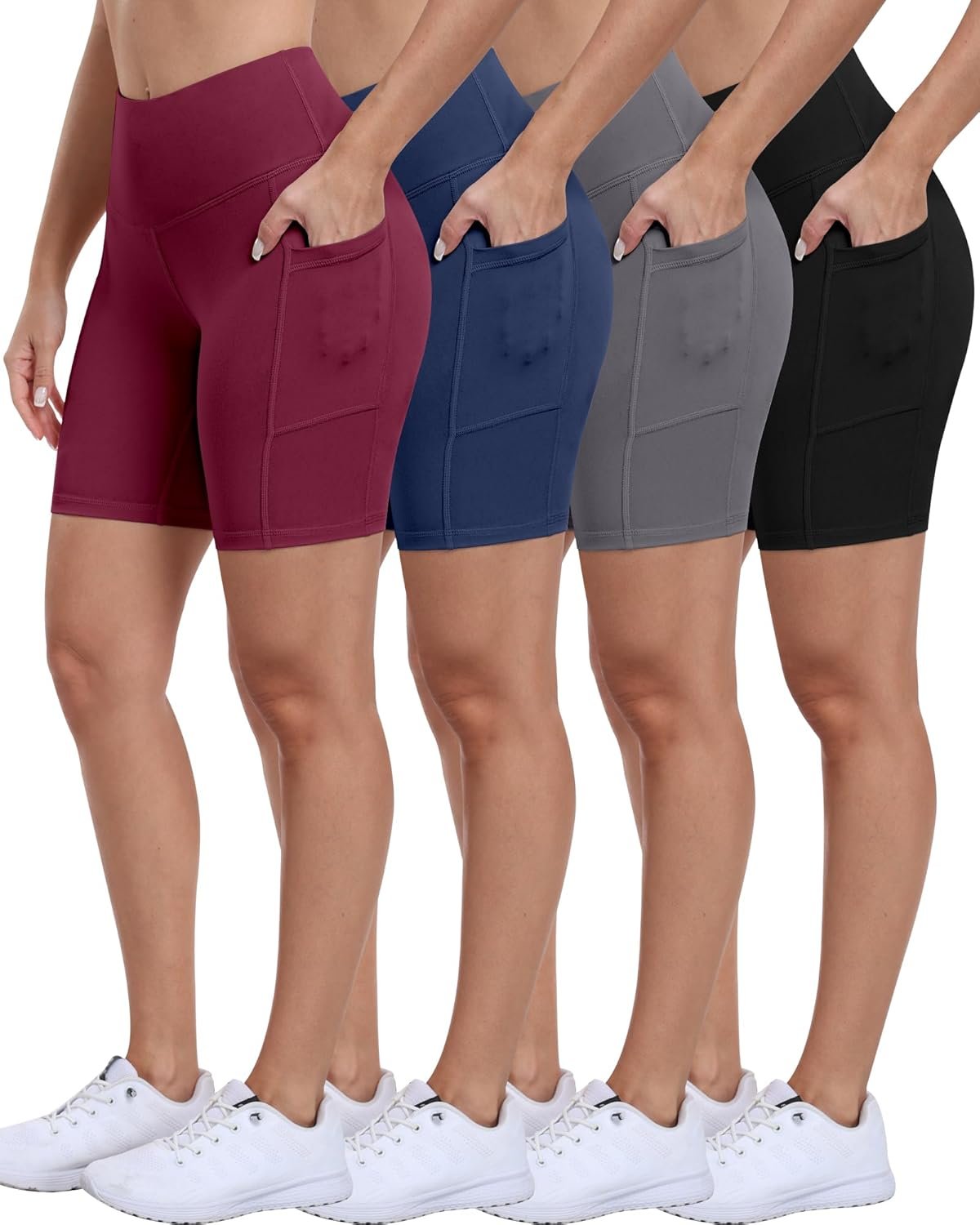 ATHVOTAR Biker Shorts Women with Pockets – 3″/5″/8″ High Waisted Workout Spandex Tummy Control Gym Running Yoga Shorts