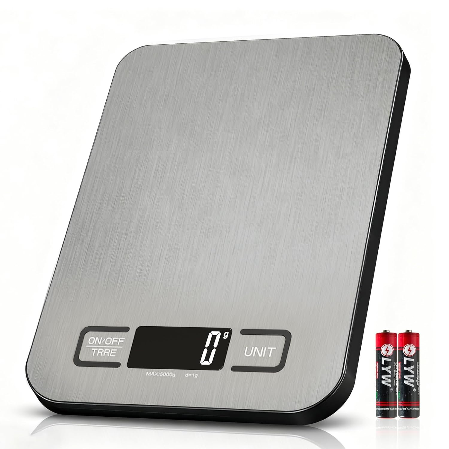 Digital Food Scales, 5kg/1g High Precision Food Scale with 6 Units & Tare, LCD Display, Compact Kitchen Scales Digital for Cooking, Baking, Battery Powered with 2 AAA Included Weighing Scales Kitchen
