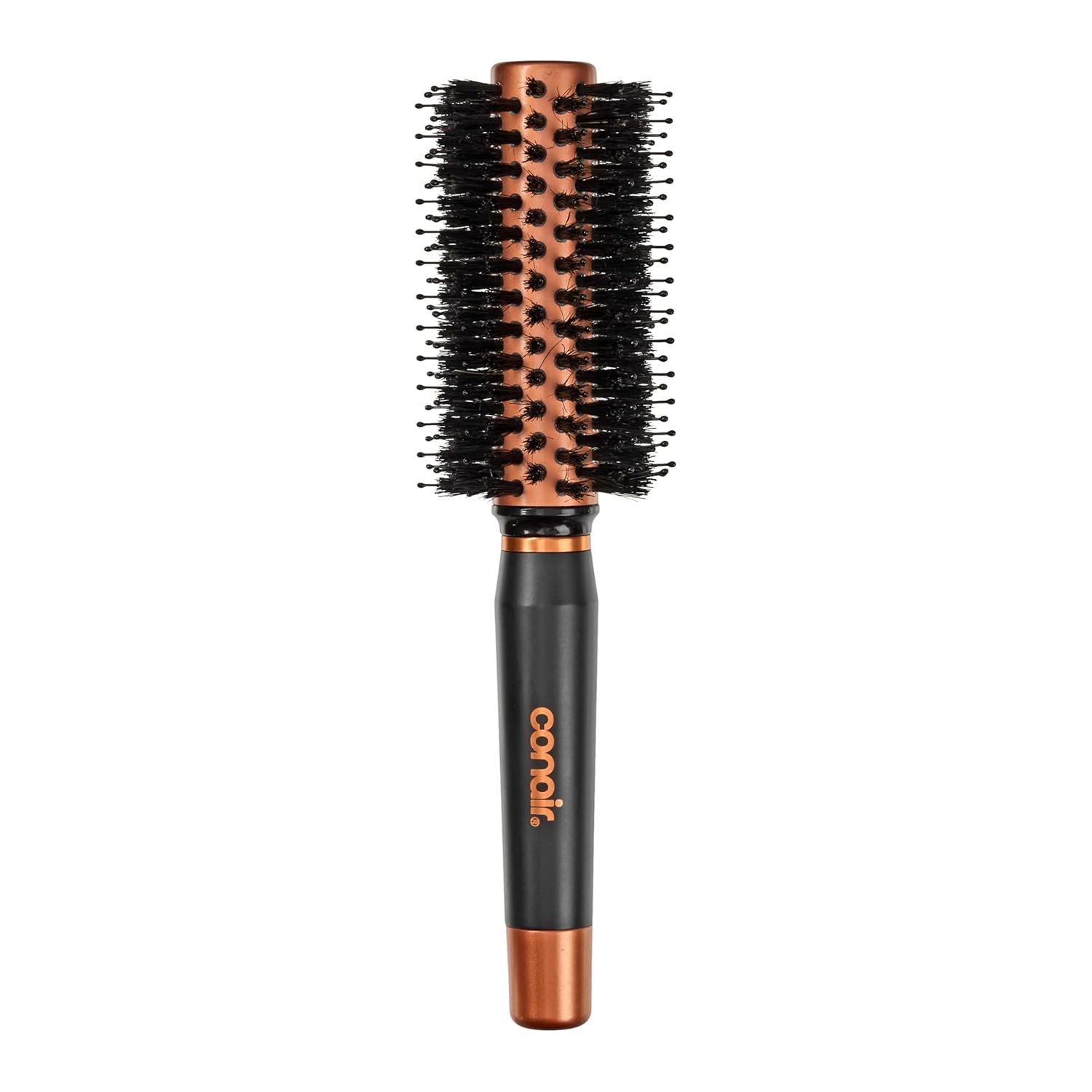 Conair Quick Dry Copper Round Hair Brush for Blow Drying, Blow Out Styler Hairbrush for Voluminous Looks, Nylon & Boar Bristles Help Dry & Style Hair Fast Without Snagging or Pulling, Handle May Vary